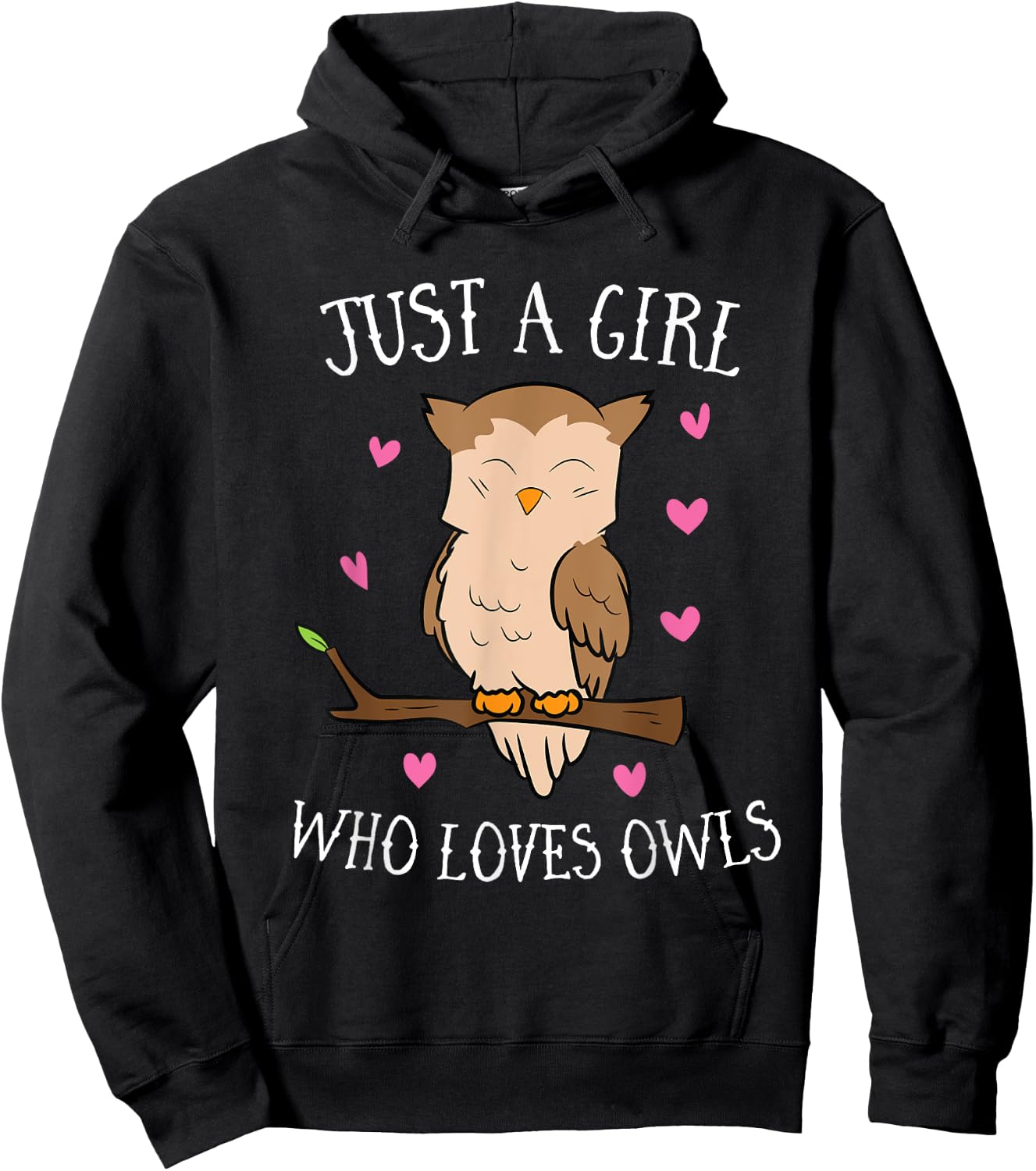 Just a Girl Who Loves Owls Cute Owl Girl Hoodie - Hoodie | Black