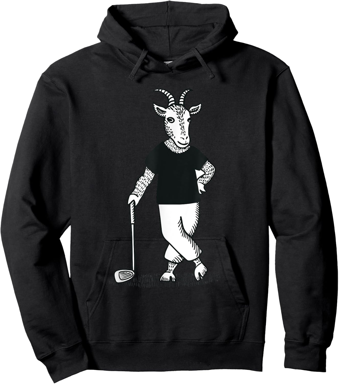 Goat Playing Golf Funny Animal Golfer Golf Club Lawn Golfing Hoodie - Hoodie | Black