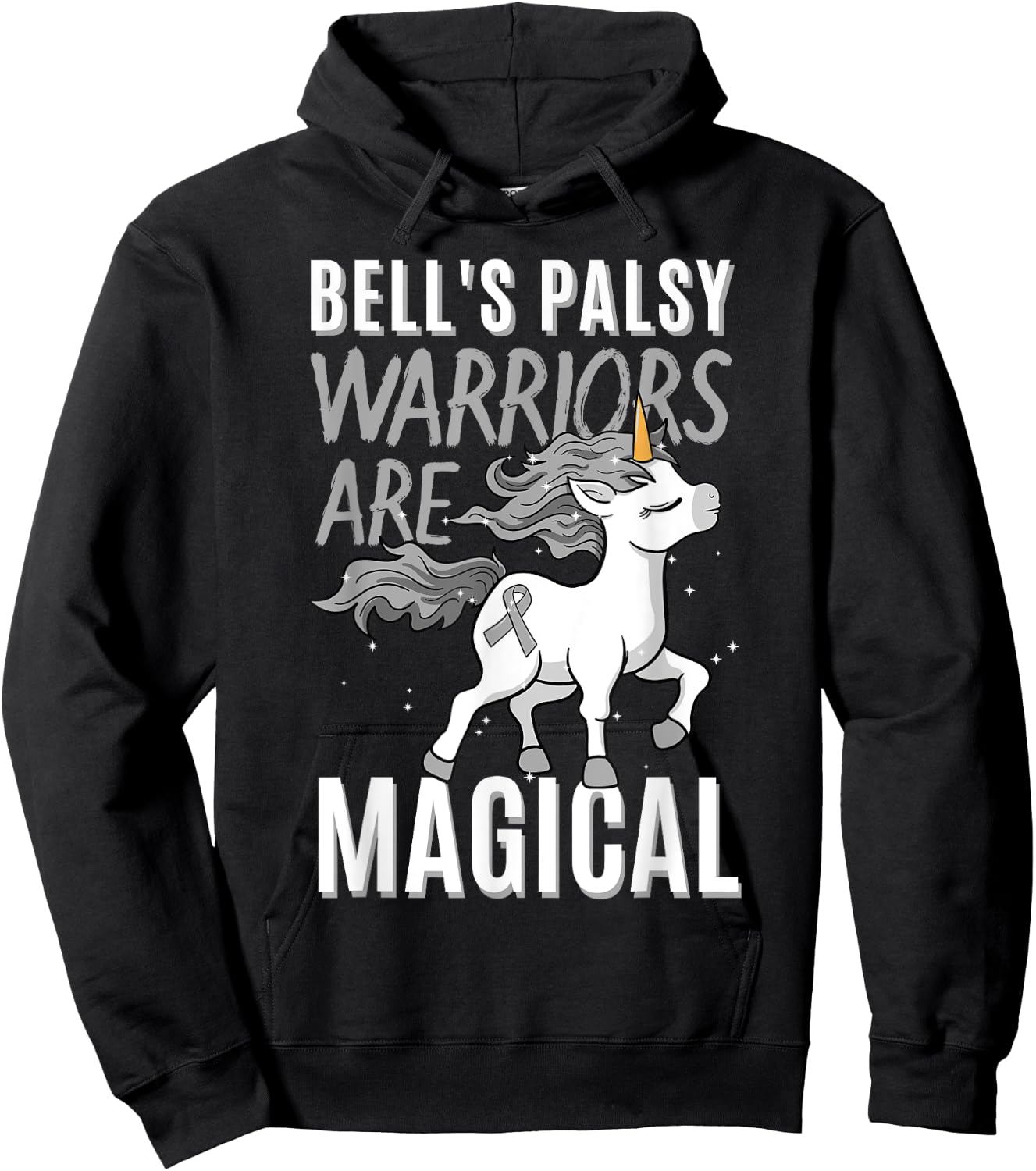 Bell's Palsy Warrior Idiopathic Facial Paralysis Unicorn Hoodie - Hoodie | Black