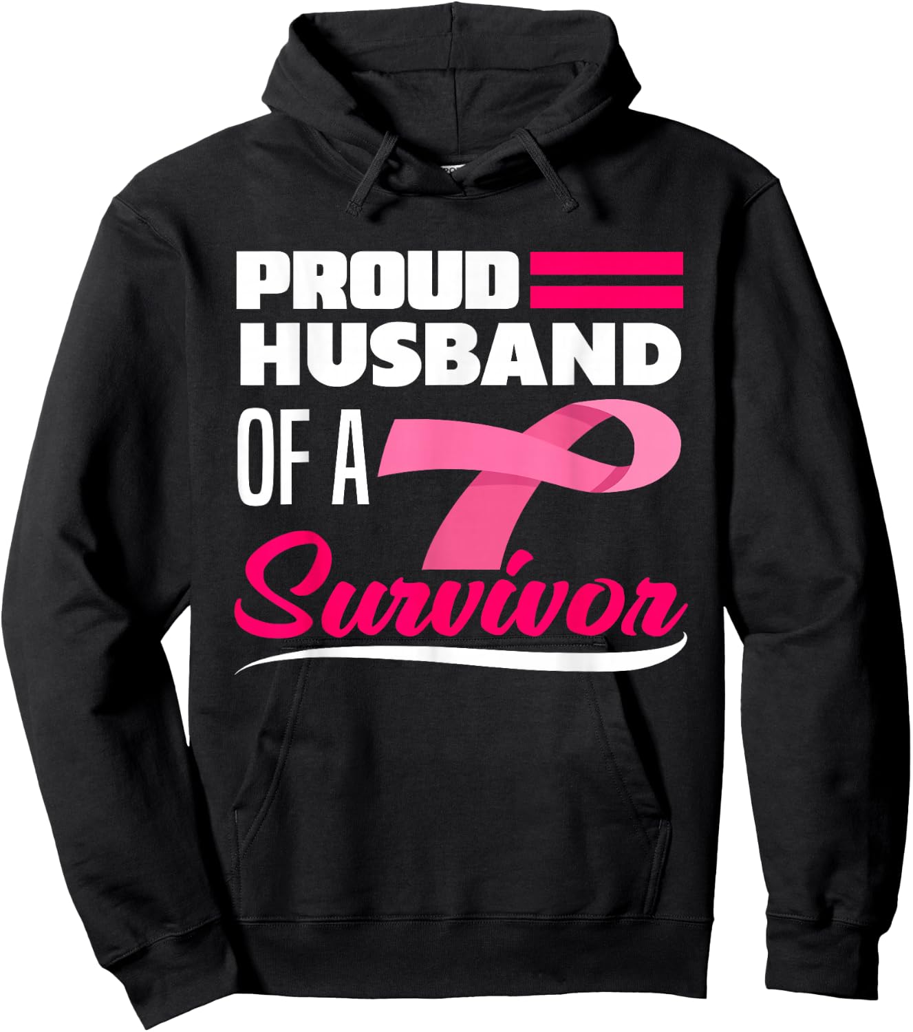 Proud Husband Of A Survivor Wife Breast Cancer Awareness Hoodie - Hoodie | Black