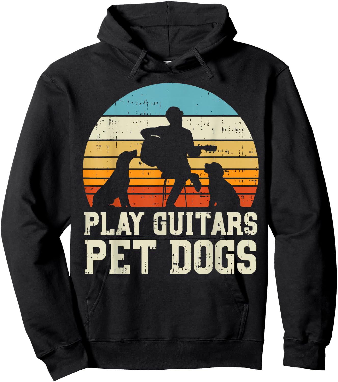 Play Guitars Pet Dog Retro Music Guitarist Animal Lover Gift Hoodie - Hoodie | Black