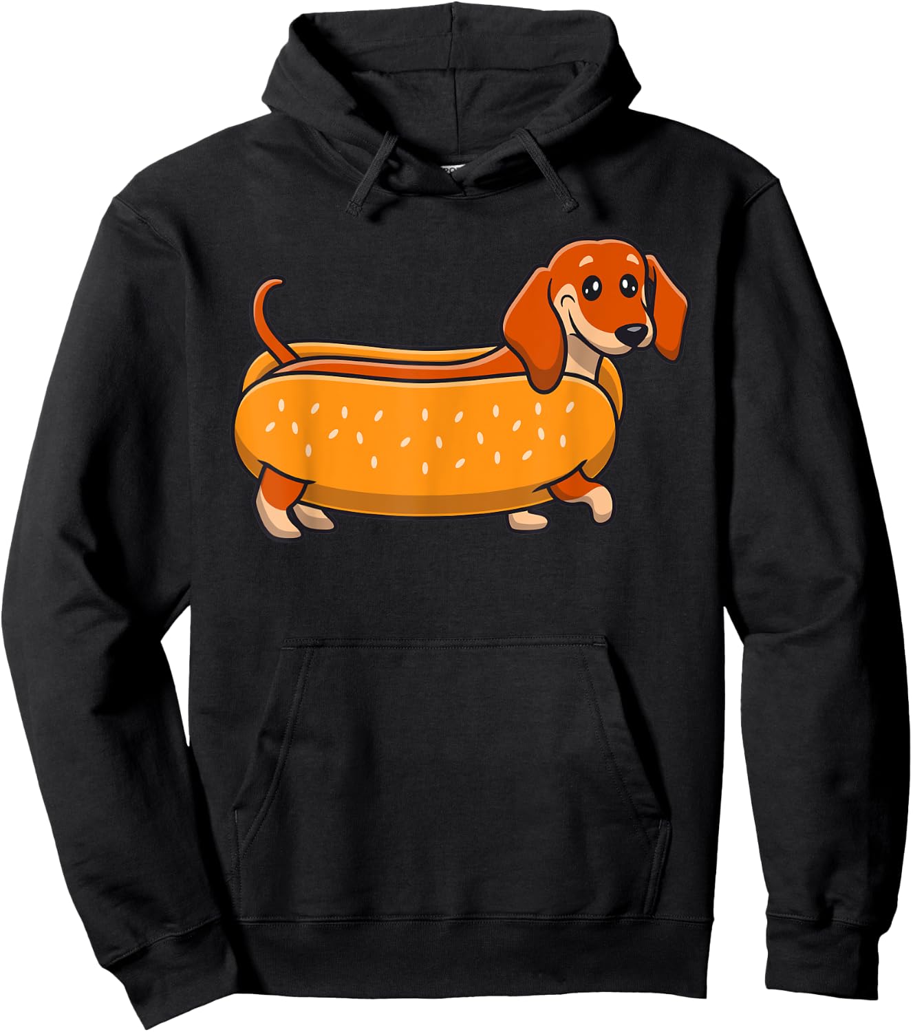 Funny Dachshund Hotdog Cute Wiener Dog Lover Humor Men Women Kids Hoodie - Hoodie | Black