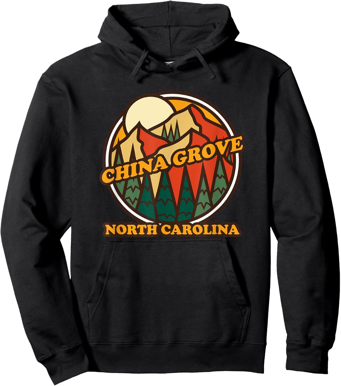 Vintage China Grove, North Carolina Mountain Hiking Souvenir Hoodie - Hoodie | Black