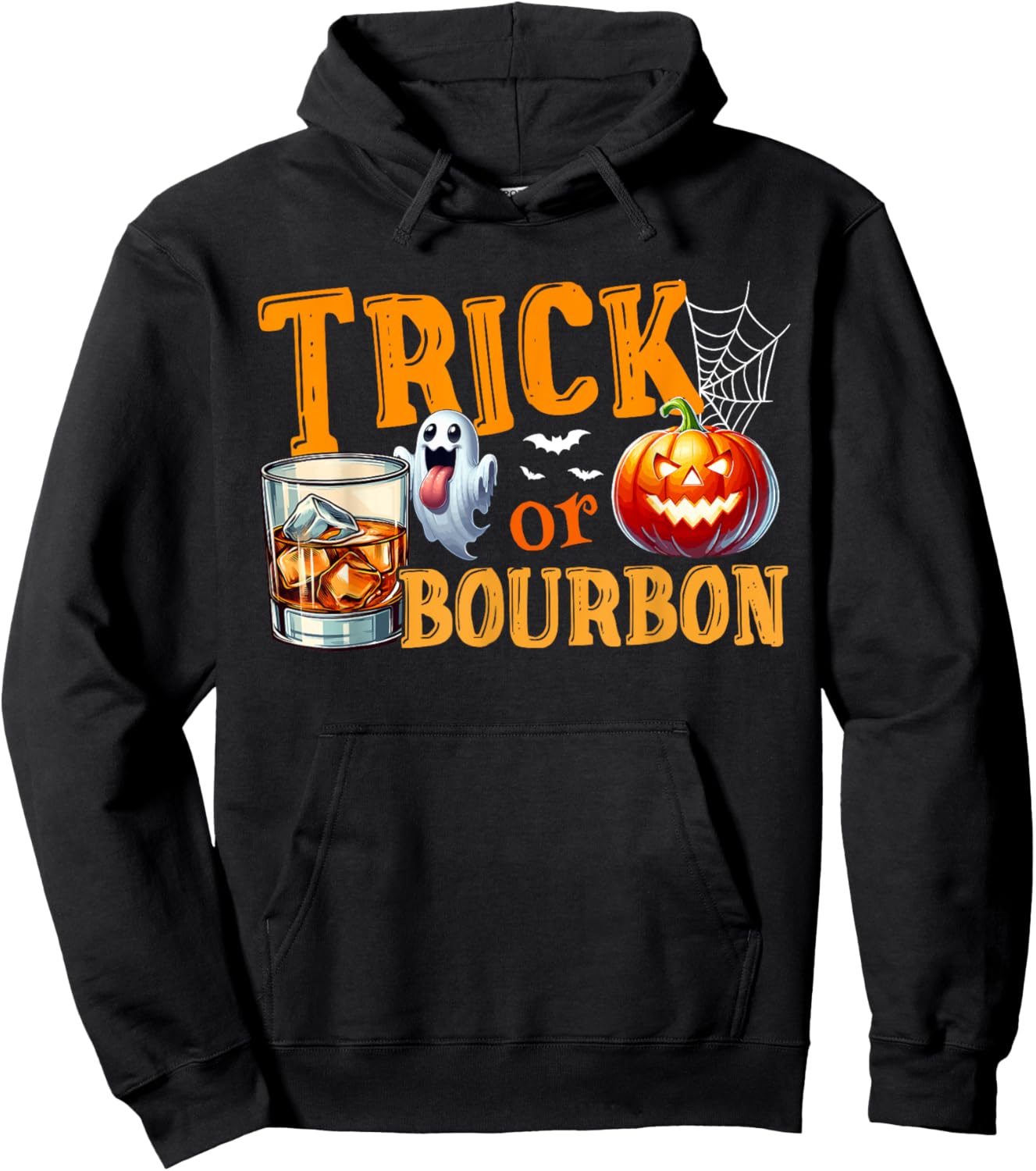 Trick Or Bourbon Halloween Bourbon Glasses Boo Funny Drunker Hoodie - Hoodie | Black