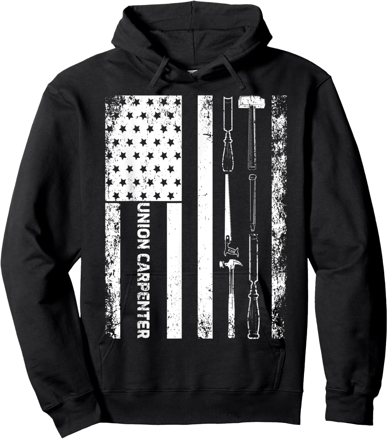 Vintage USA American Flag Union Carpenter Hoodie - Hoodie | Black
