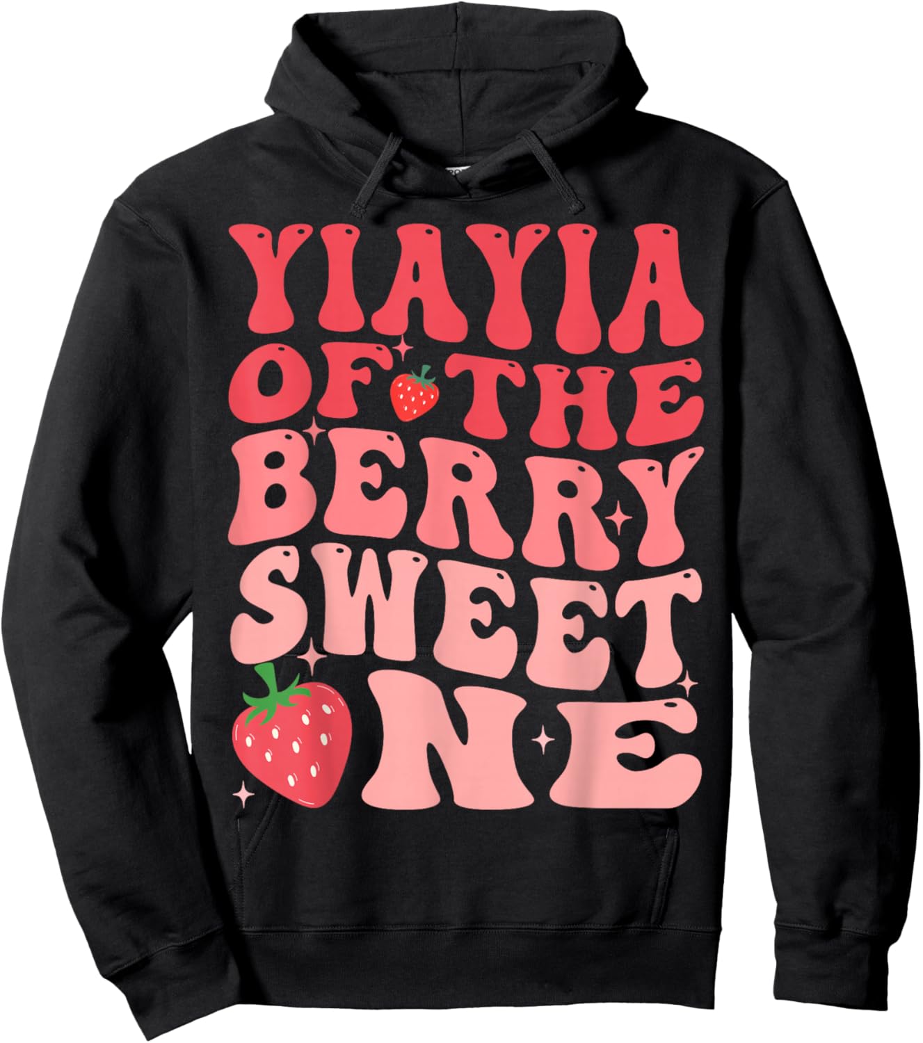 YiaYia Of The Berry Sweet One 1st Birthday Strawberry Hoodie - Hoodie | Black
