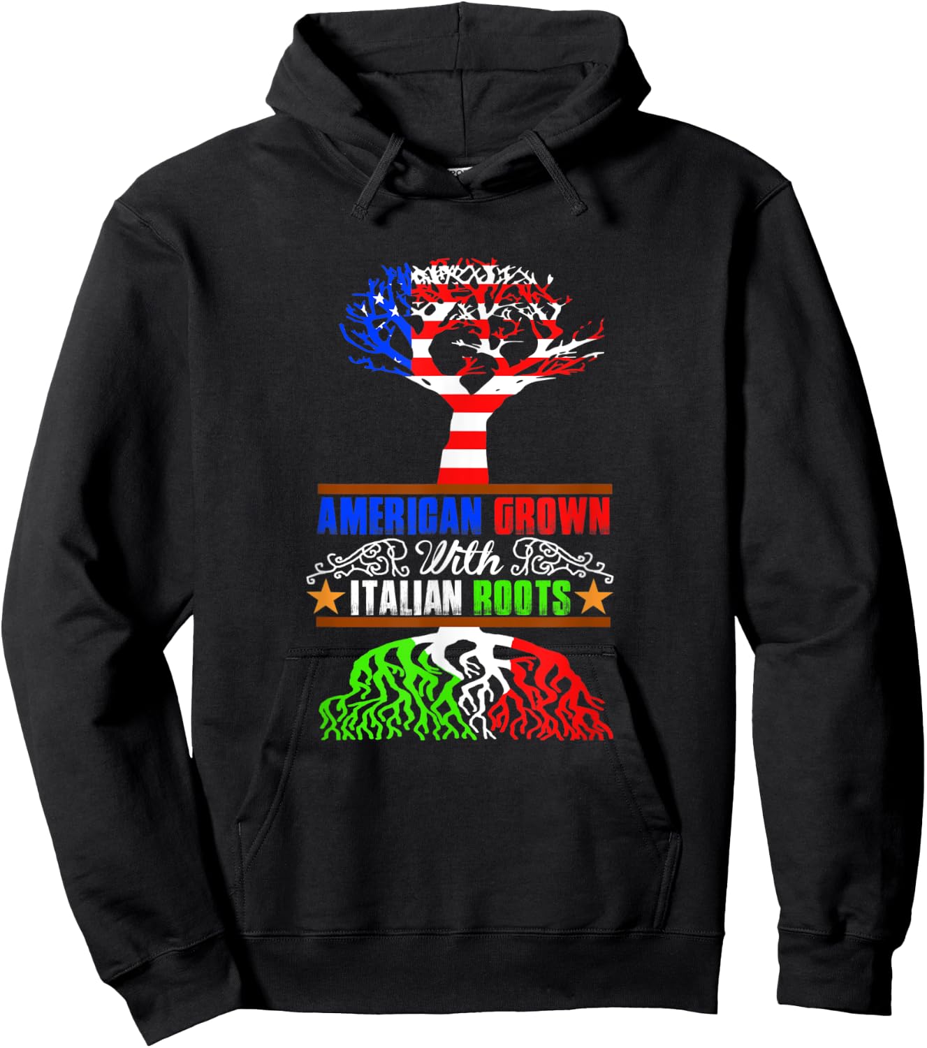 American Grown with Italian Roots Hoodie - Hoodie | Black