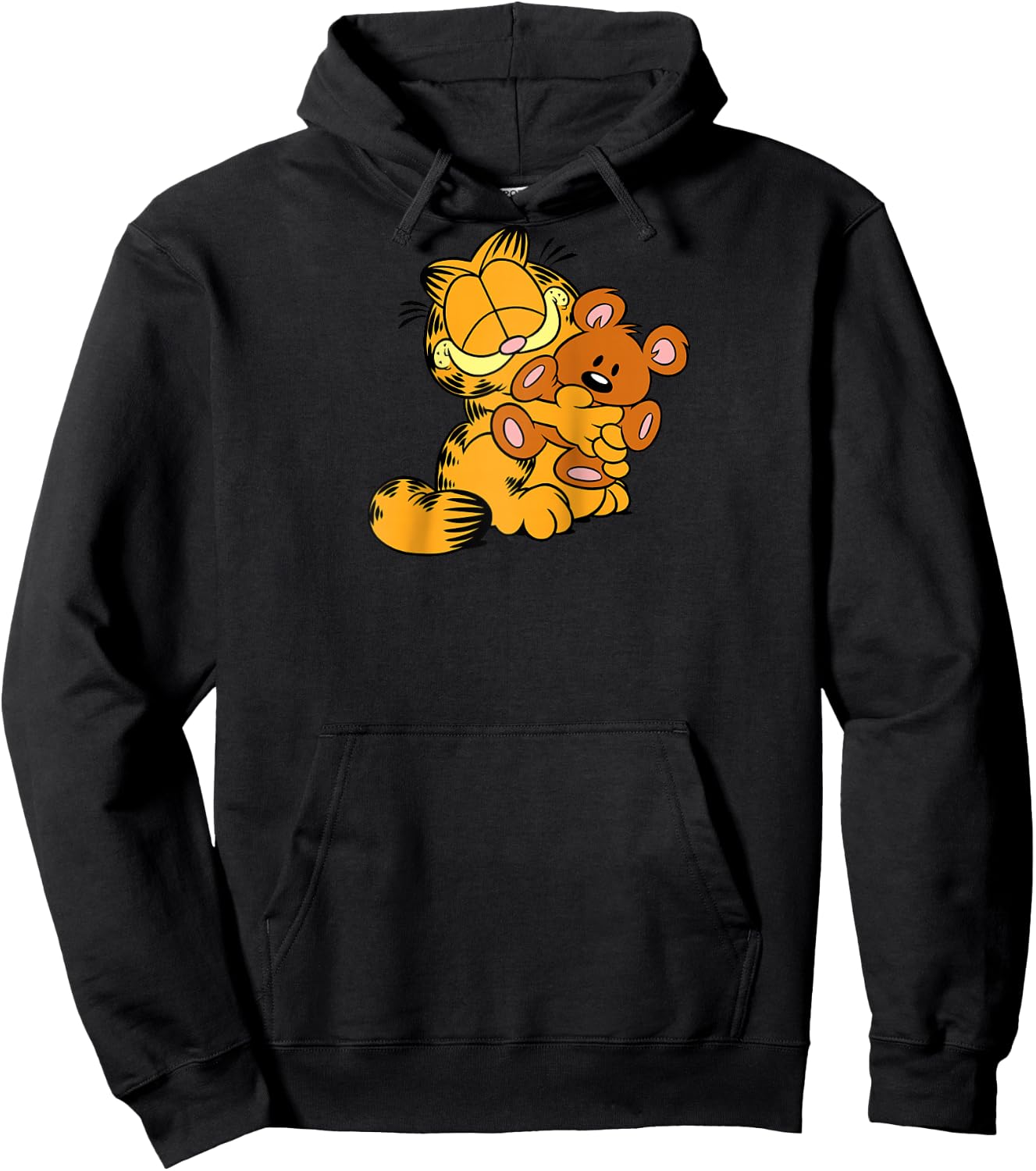 Garfield Hugging Pooky Cartoon Cat Raglan Baseball Hoodie - Hoodie | Black