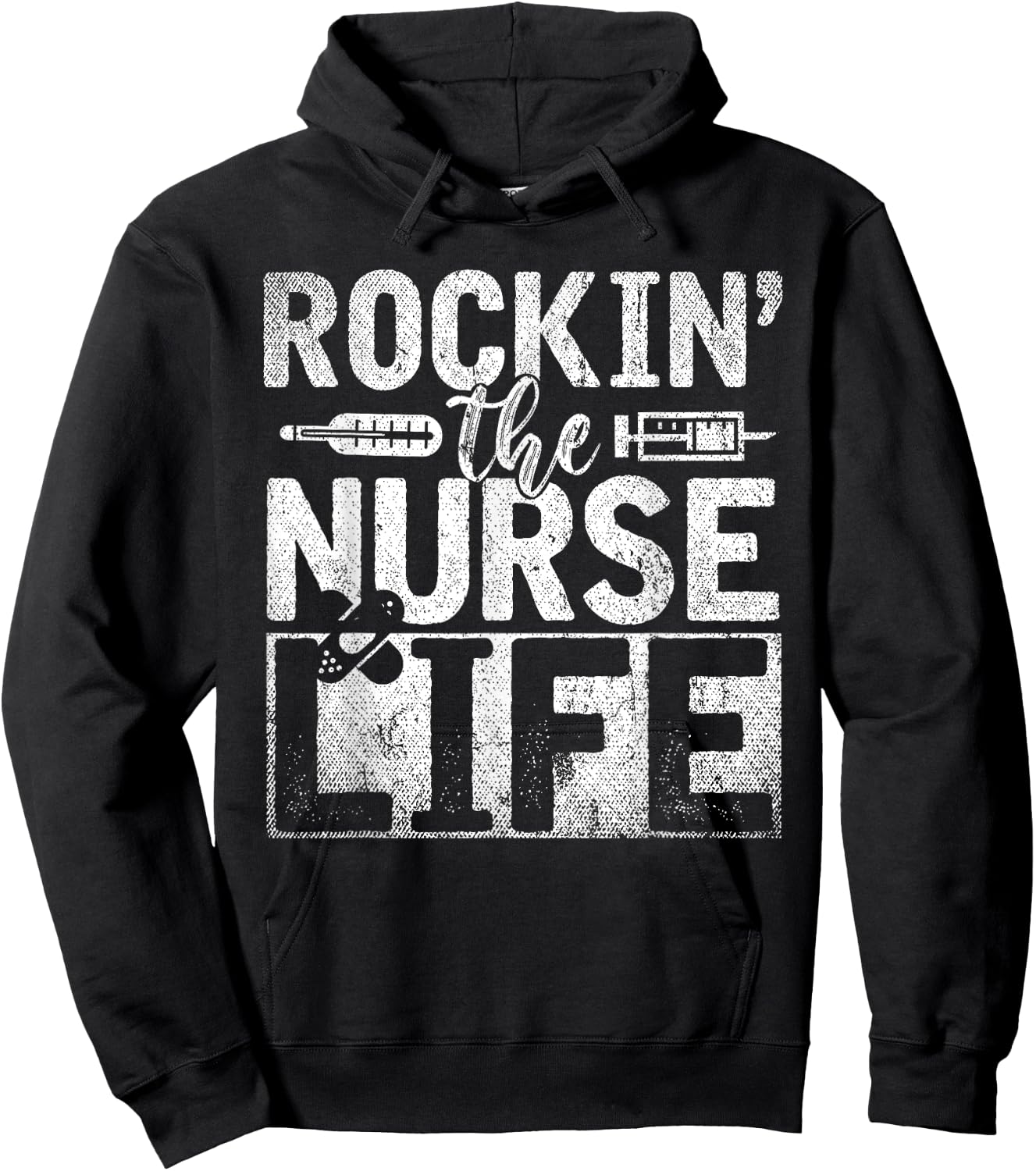 Rocking The Nurse Life Syringe Funny Nursing Gift Nurse Hoodie - Hoodie | Black