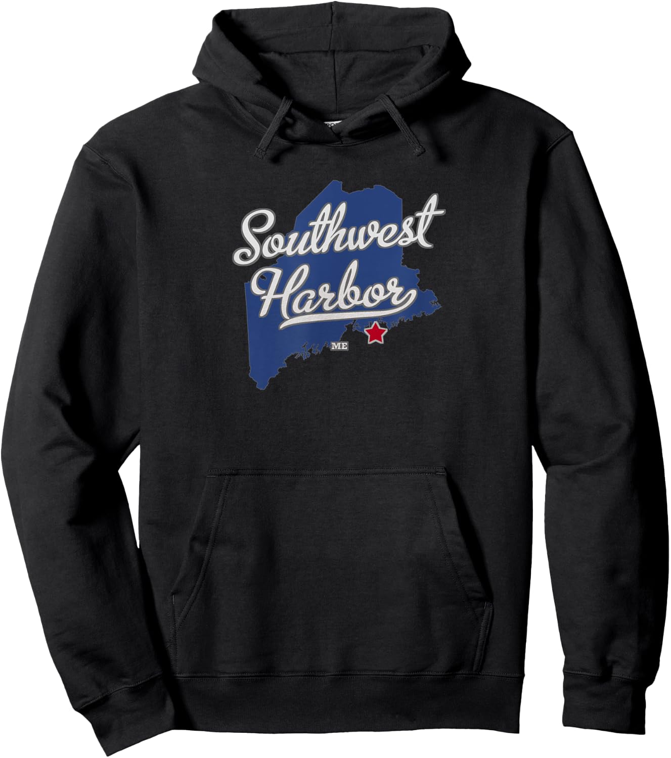 Southwest Harbor Maine ME Map Hoodie - Hoodie | Black