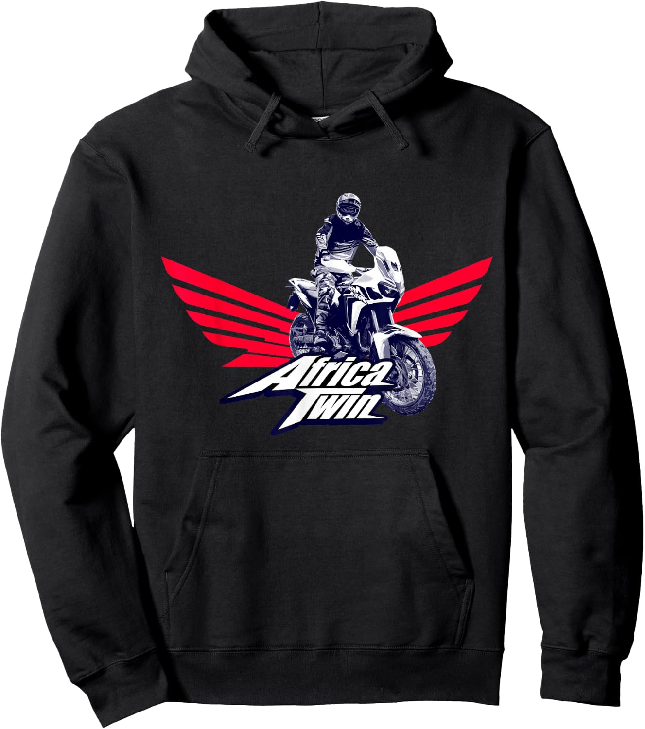 Africa Touring Twin Motorcycle Stripe Logo Hoodie - Hoodie | Black