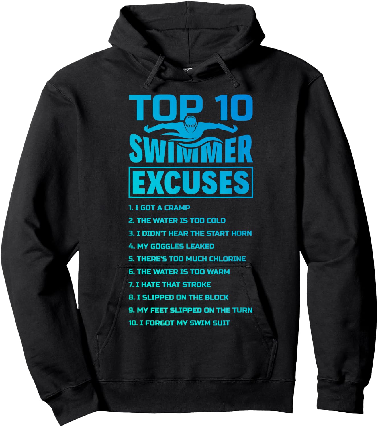 The Merch Pool - Swimmer Excuses Butterfly Swimming Funny Adult , Black, Small, Short Sleeve Hoodie - Hoodie | Black