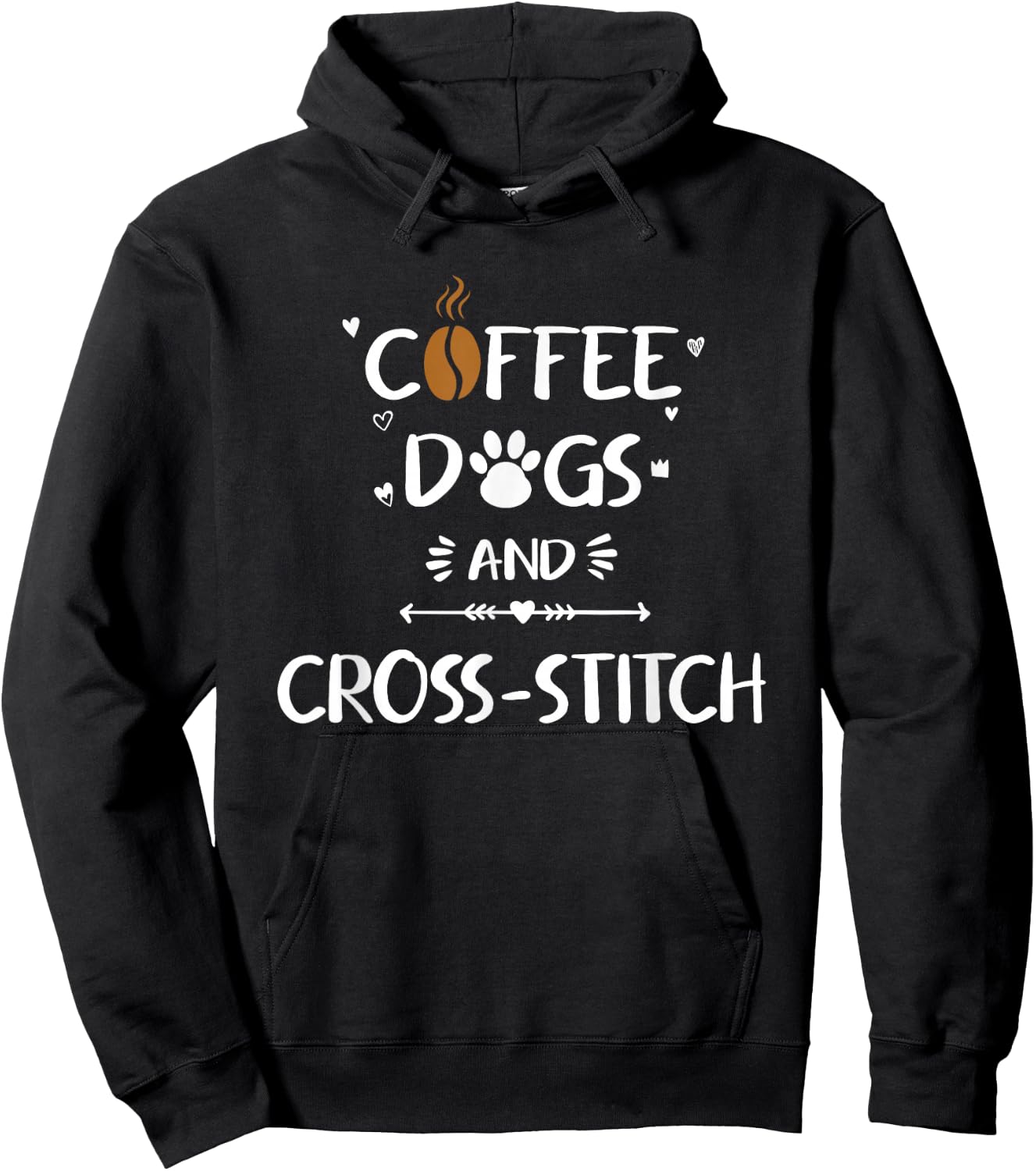 Coffee Dogs & Cross-Stitch Needlepoint Stitching Hoodie - Hoodie | Black