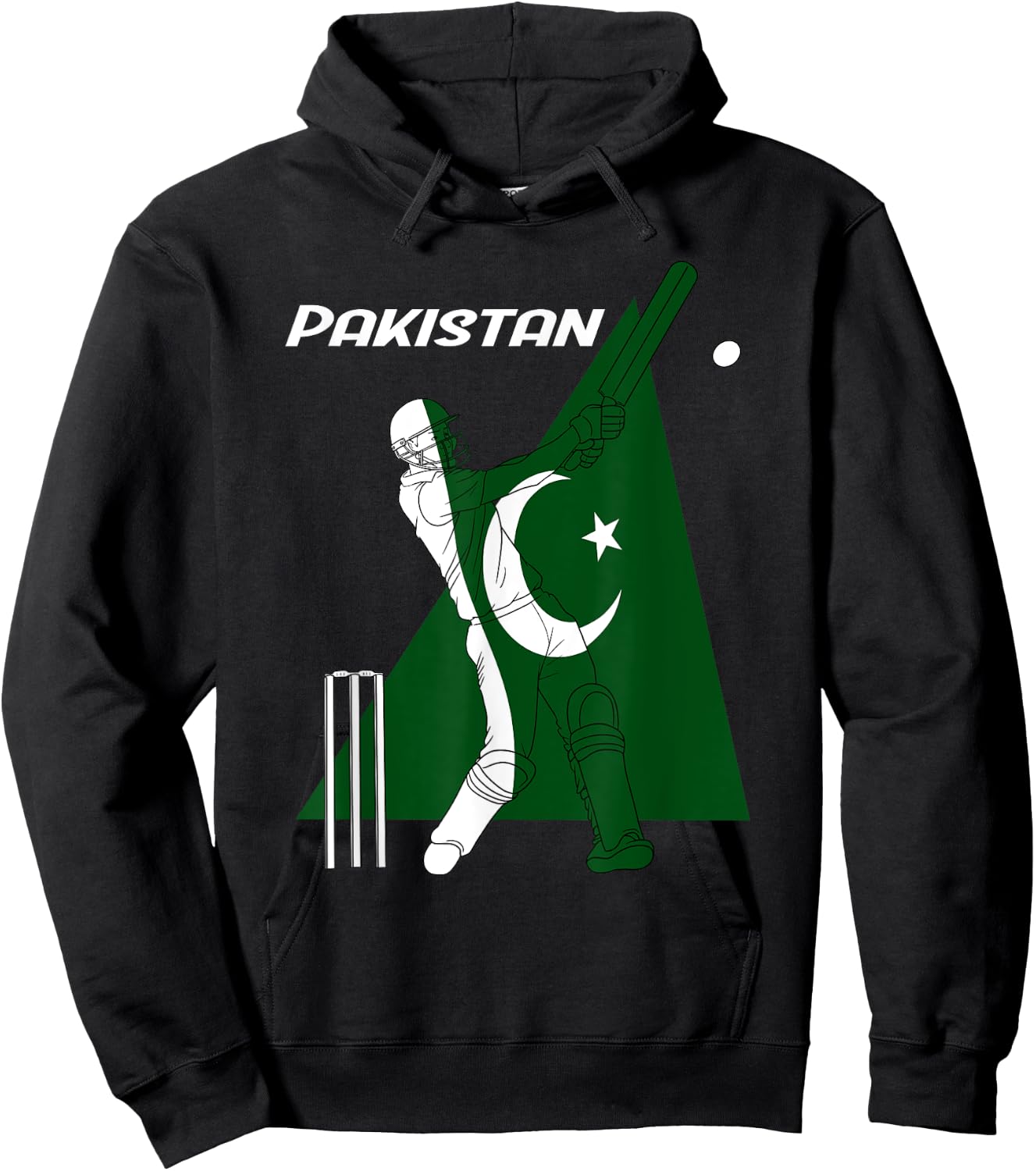 Pakistan Cricket Team Batsman Pakistani Flag Hoodie - Hoodie | Black