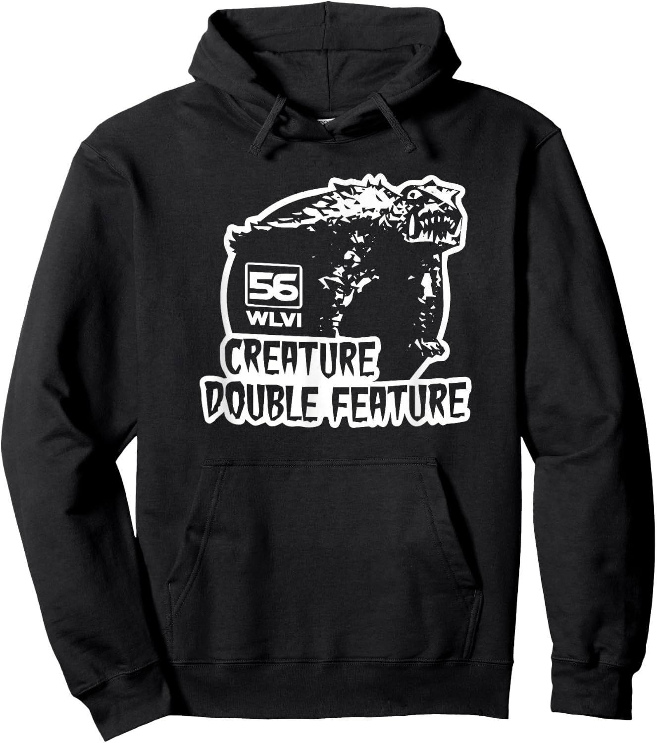 MRS- -Adults Retro Black Small Creature Double Feature 1970s Vintage Graphic Apparel Short Sleeve Hoodie - Hoodie | Black