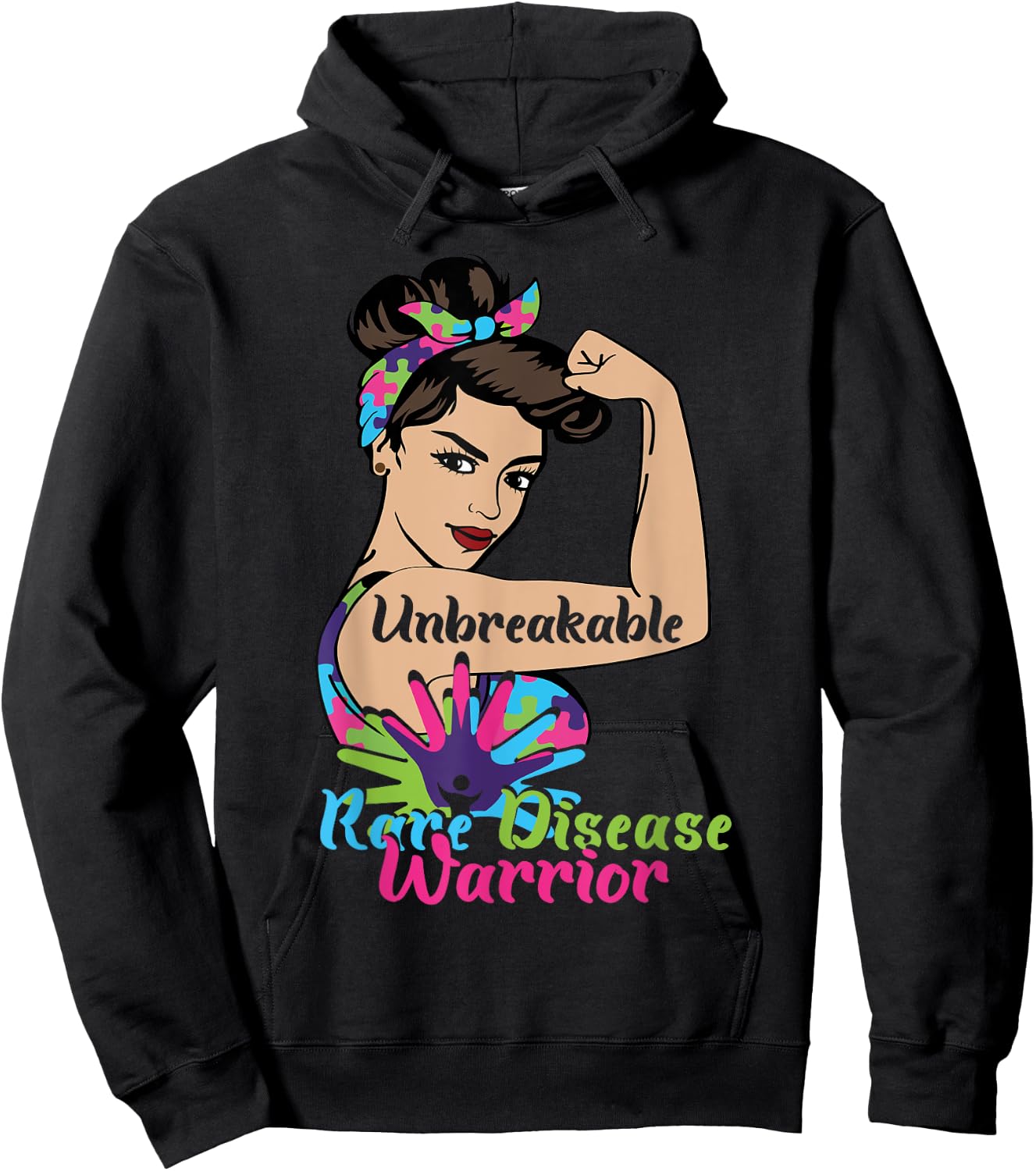 Unbreakable Rare Disease Warrior rare disease awareness Hoodie - Hoodie | Black