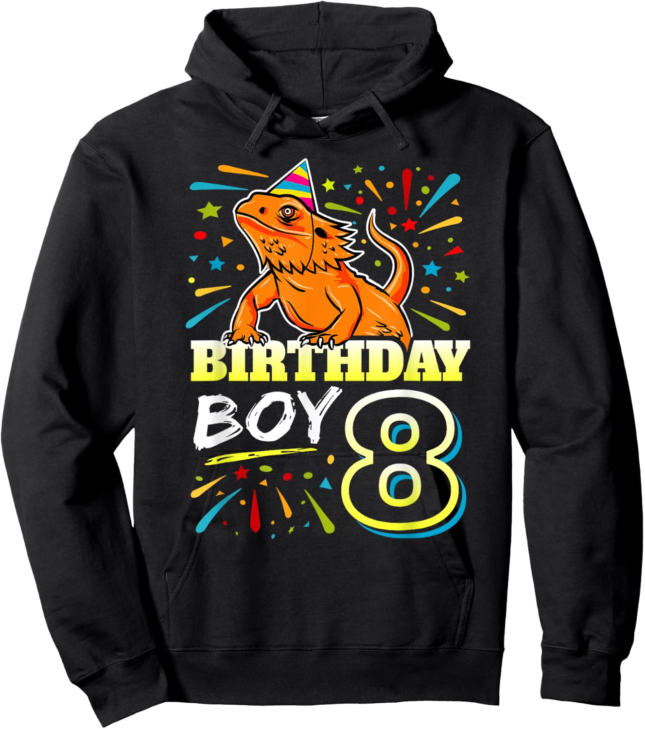 Bearded Dragon 8th Birthday Kids - Lizard 8 Year Old Boy Hoodie - Hoodie | Black