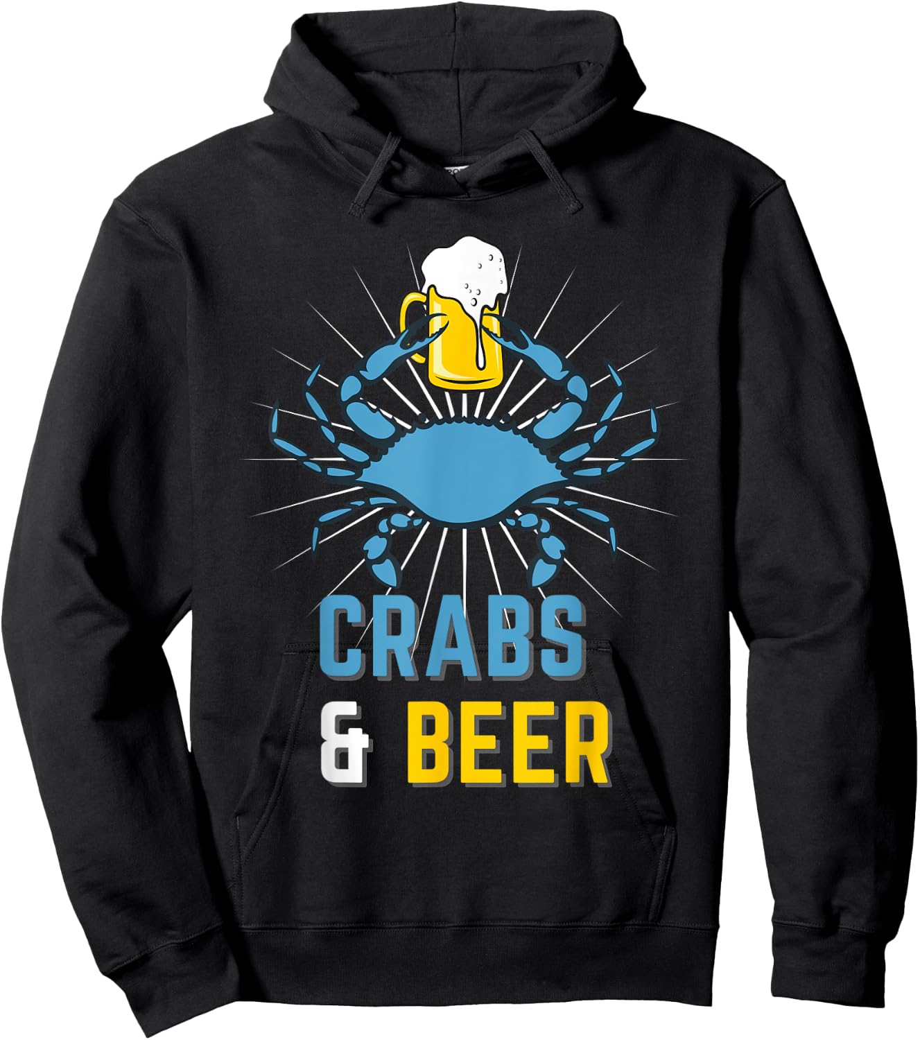 Fun Blue Claw Crabs & Beer Love Crabbing & Fishing Seafood Hoodie - Hoodie | Black
