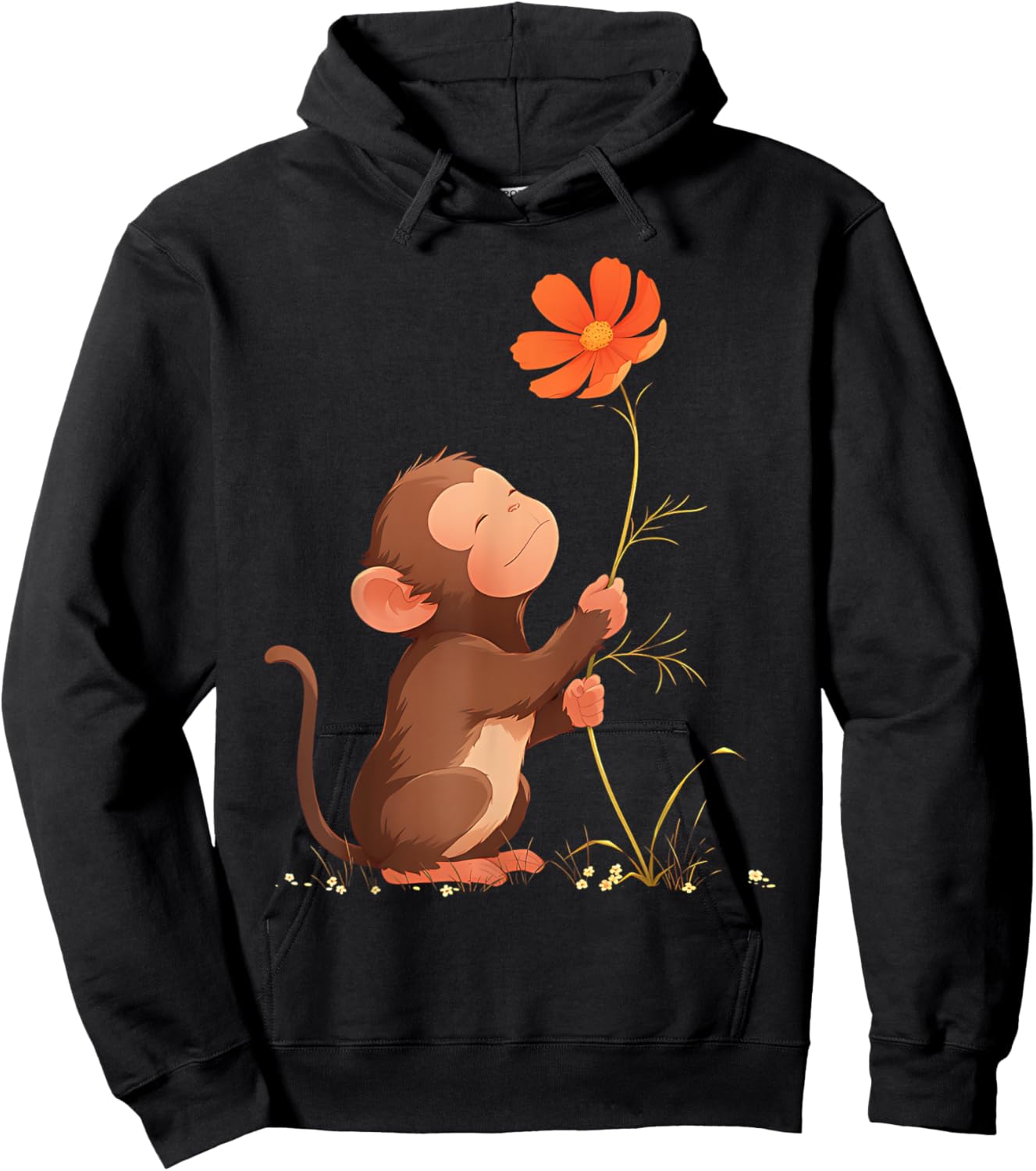 Cute Monkey Flower Hoodie - Hoodie | Black