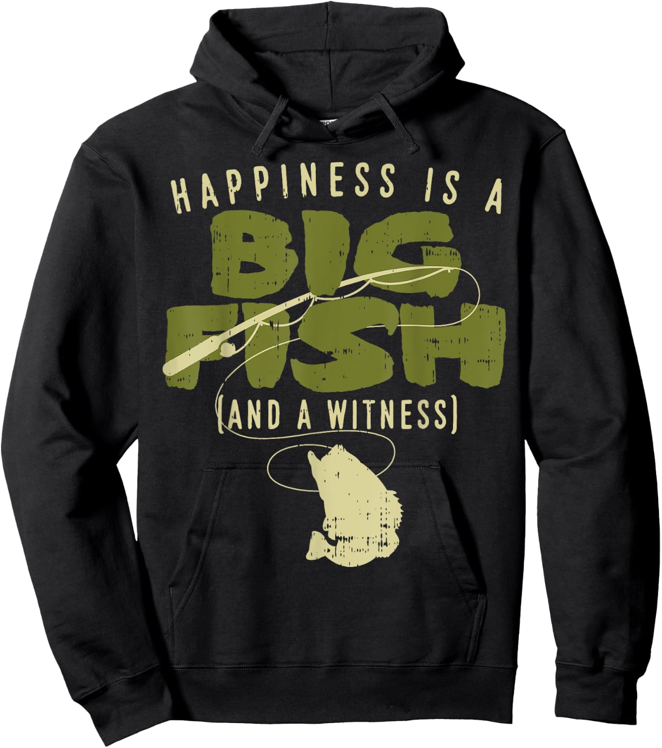 Happiness Fish Witness Big Fishing Fisherman Angler Gift Hoodie - Hoodie | Black