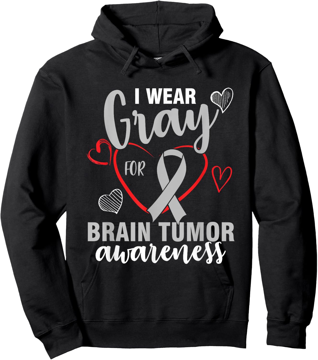 I wear grey for brain tumor awareness month support Hoodie - Hoodie | Black
