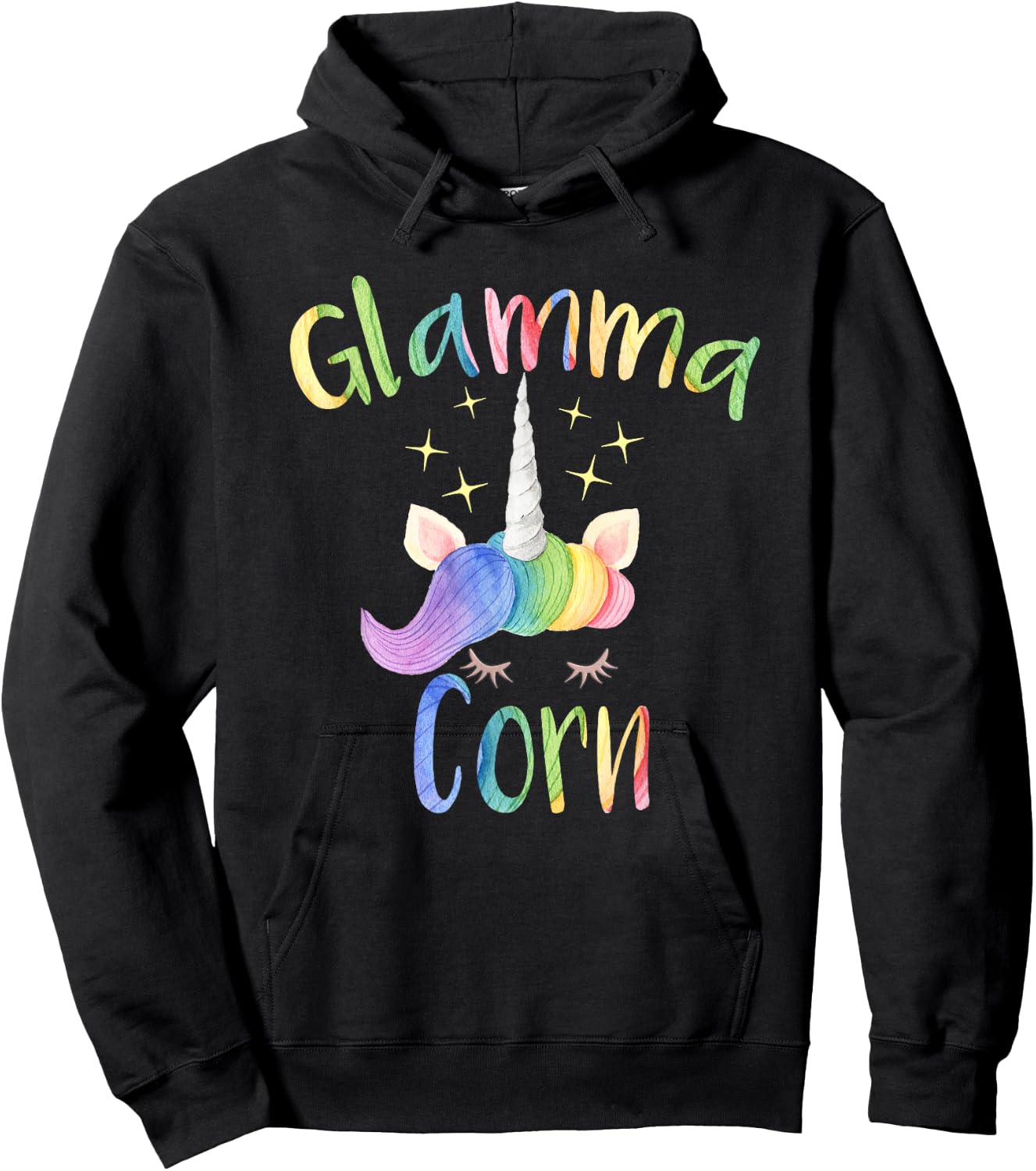 Glamma Corn Funny Unicorn Grandma Hoodie - Hoodie | Black