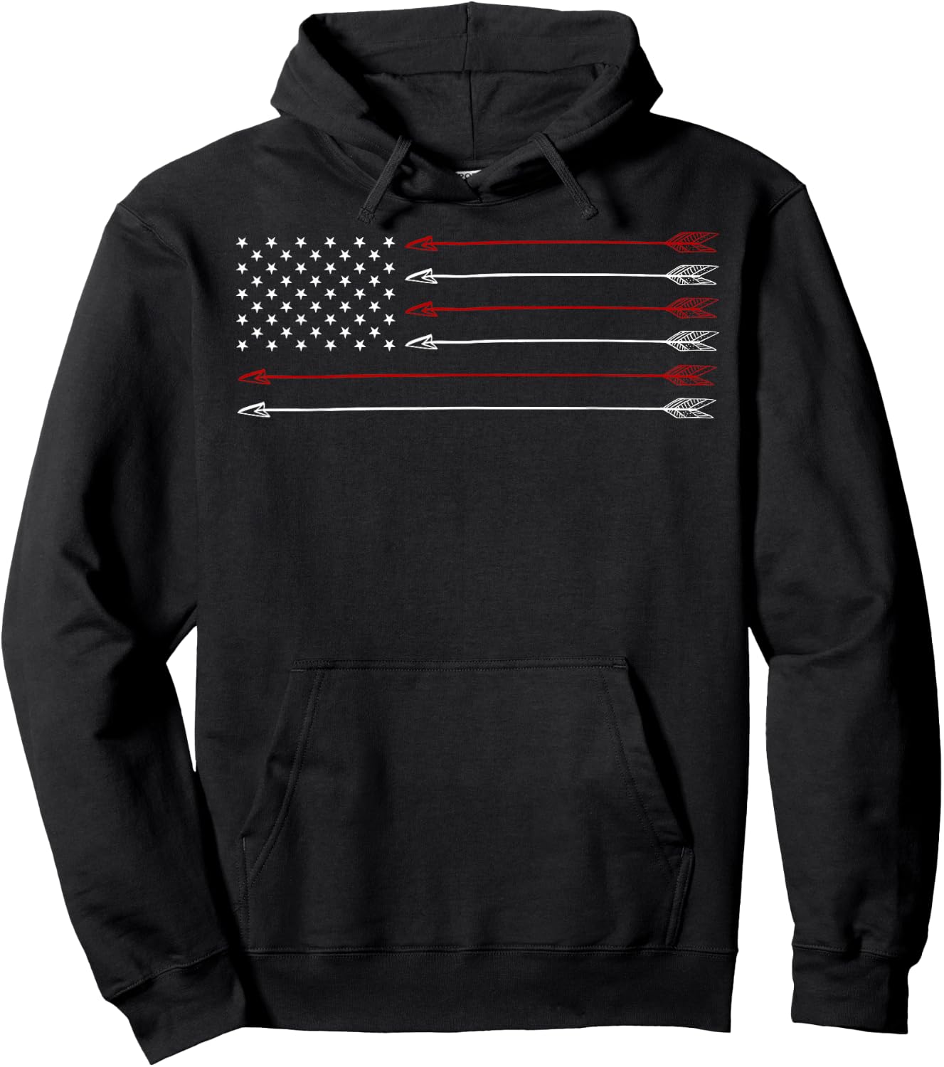 Bow Hunting Shirt Archery Archer USA Flag Men's Hunter Gift Hoodie - Hoodie | Black