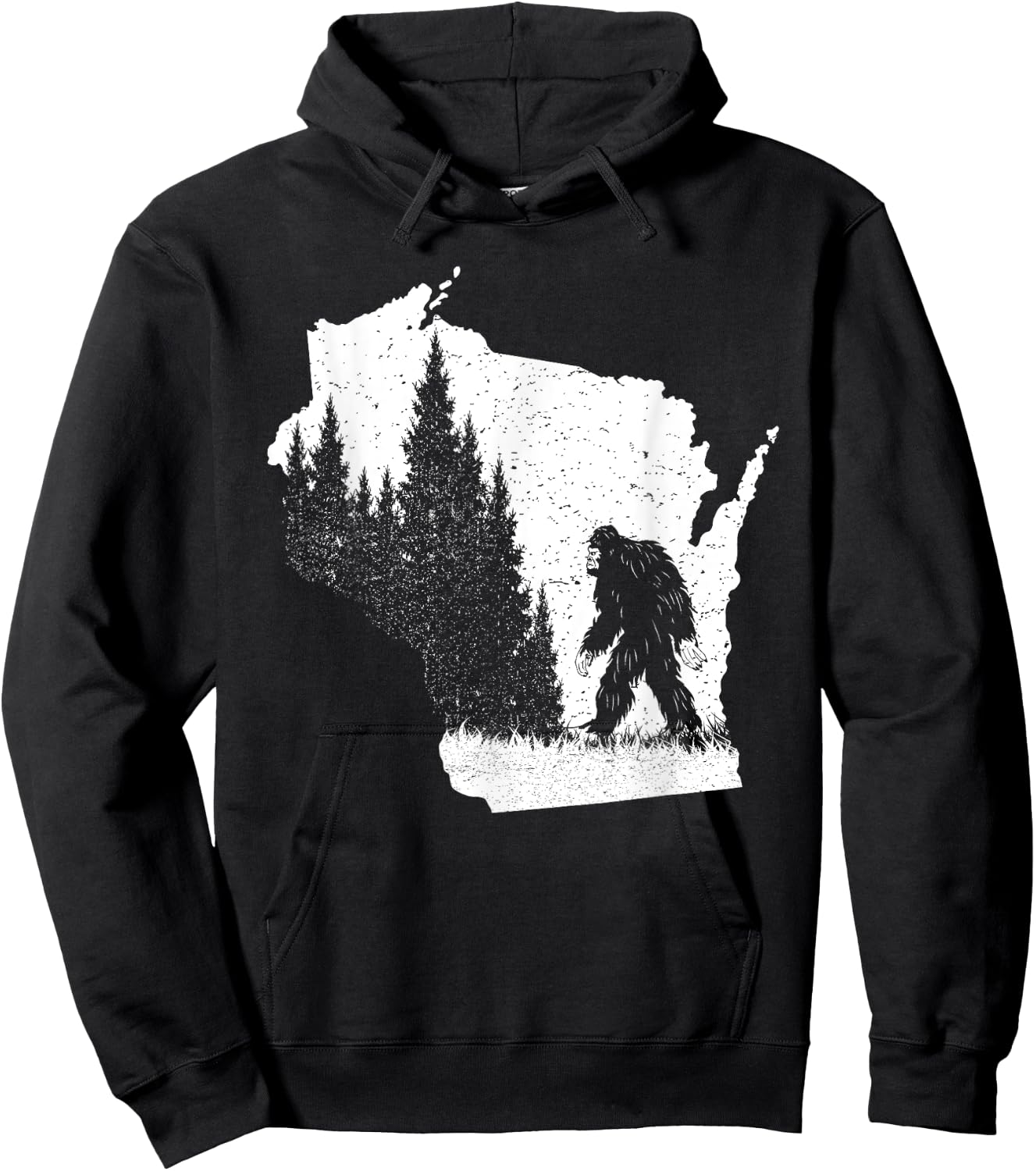 Wisconsin Bigfoot Pride Sasquatch Silhouette Forest Lovers Hoodie - Hoodie | Black