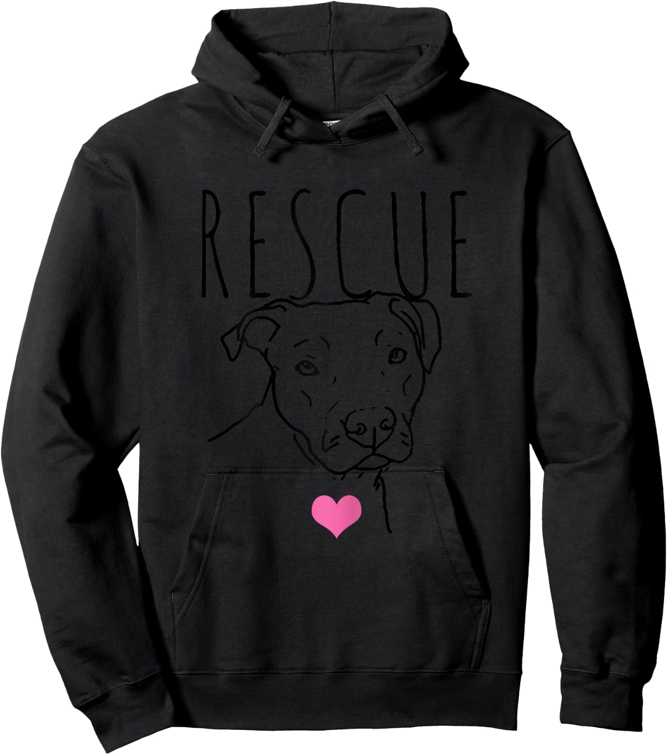Dog Rescue Pitbull Cute Heart Adopt Pet Animal Dog Lover Hoodie - Hoodie | Black
