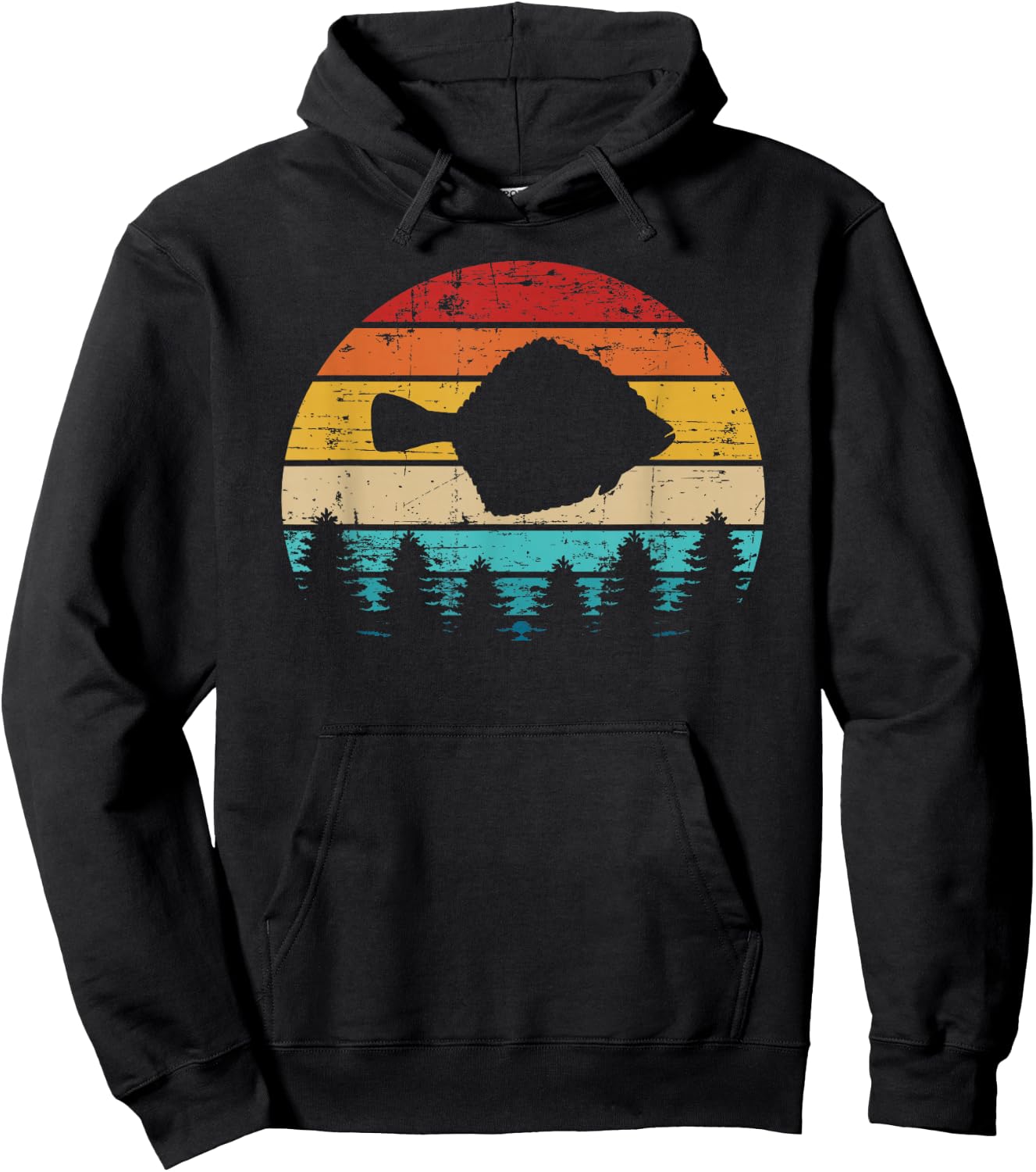 Flounder Fishing Vintage Retro Hoodie - Hoodie | Black