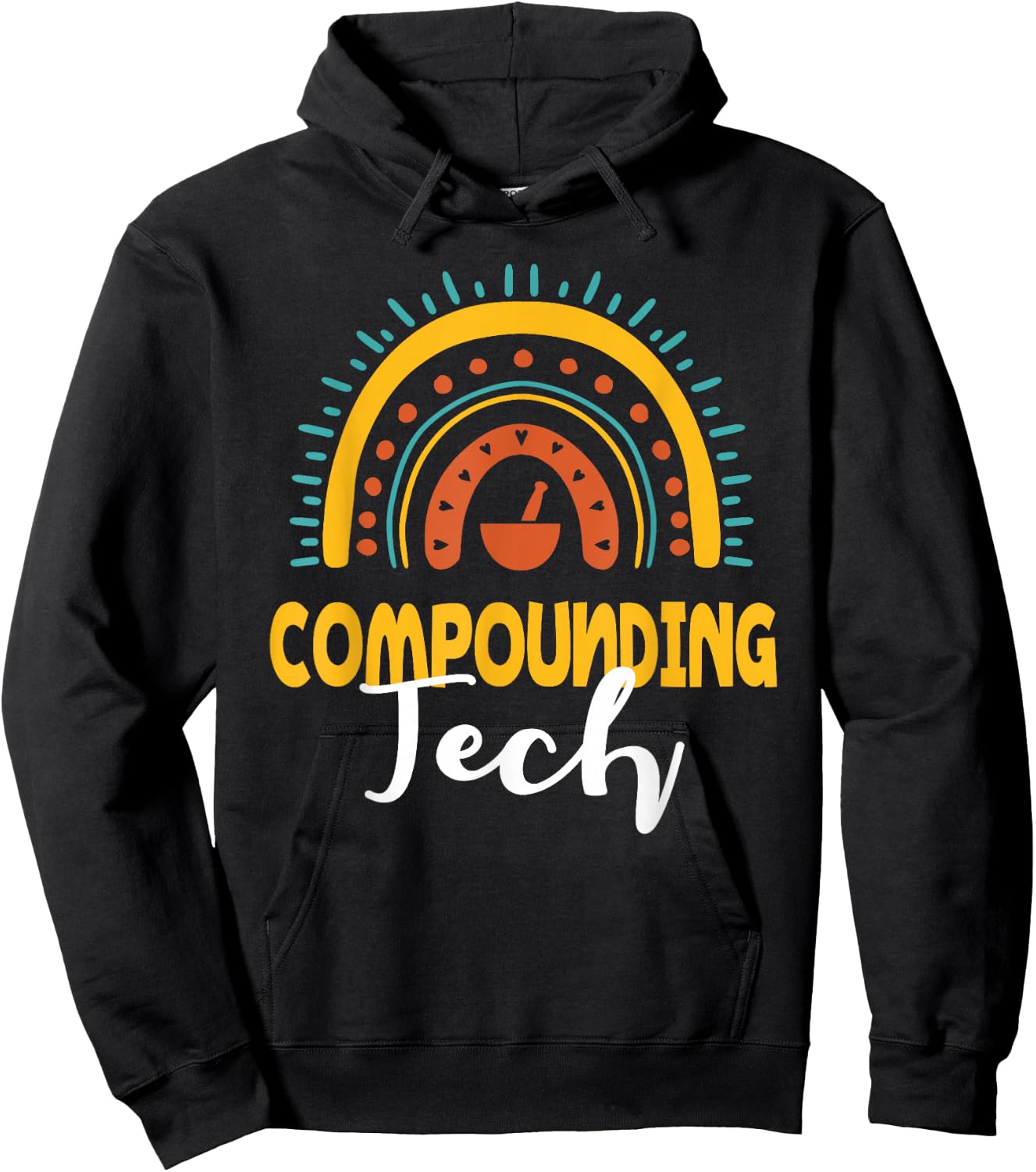 Compounding Tech Boho Rainbow Apparel Pharmacy Assistant Hoodie - Hoodie | Black