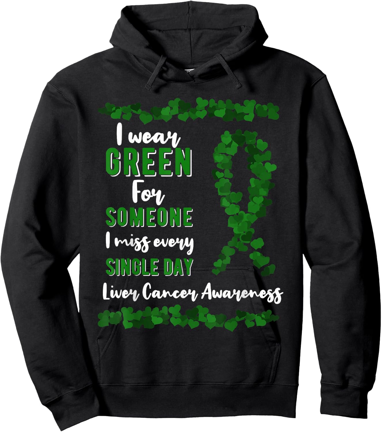 Liver Cancer Awareness Primary Hepatic Green Ribbon Jaundice Hoodie - Hoodie | Black