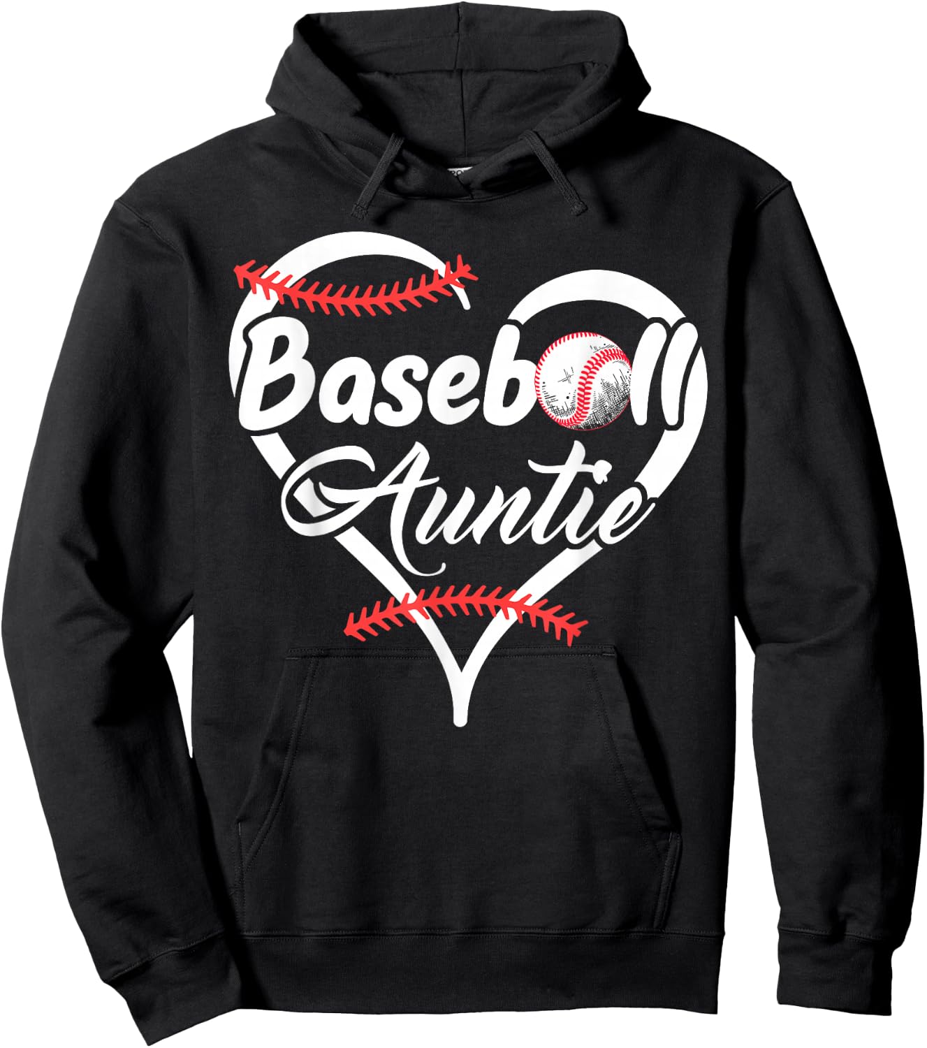 Baseball Aunt Heart Proud Baseball Auntie Hoodie - Hoodie | Black