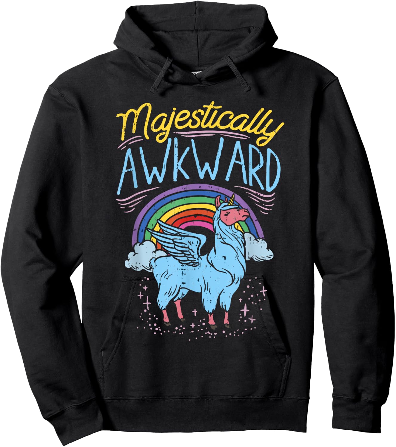 Majestically Awkward Funny Llamacorn Llama Unicorn Rainbow Hoodie - Hoodie | Black