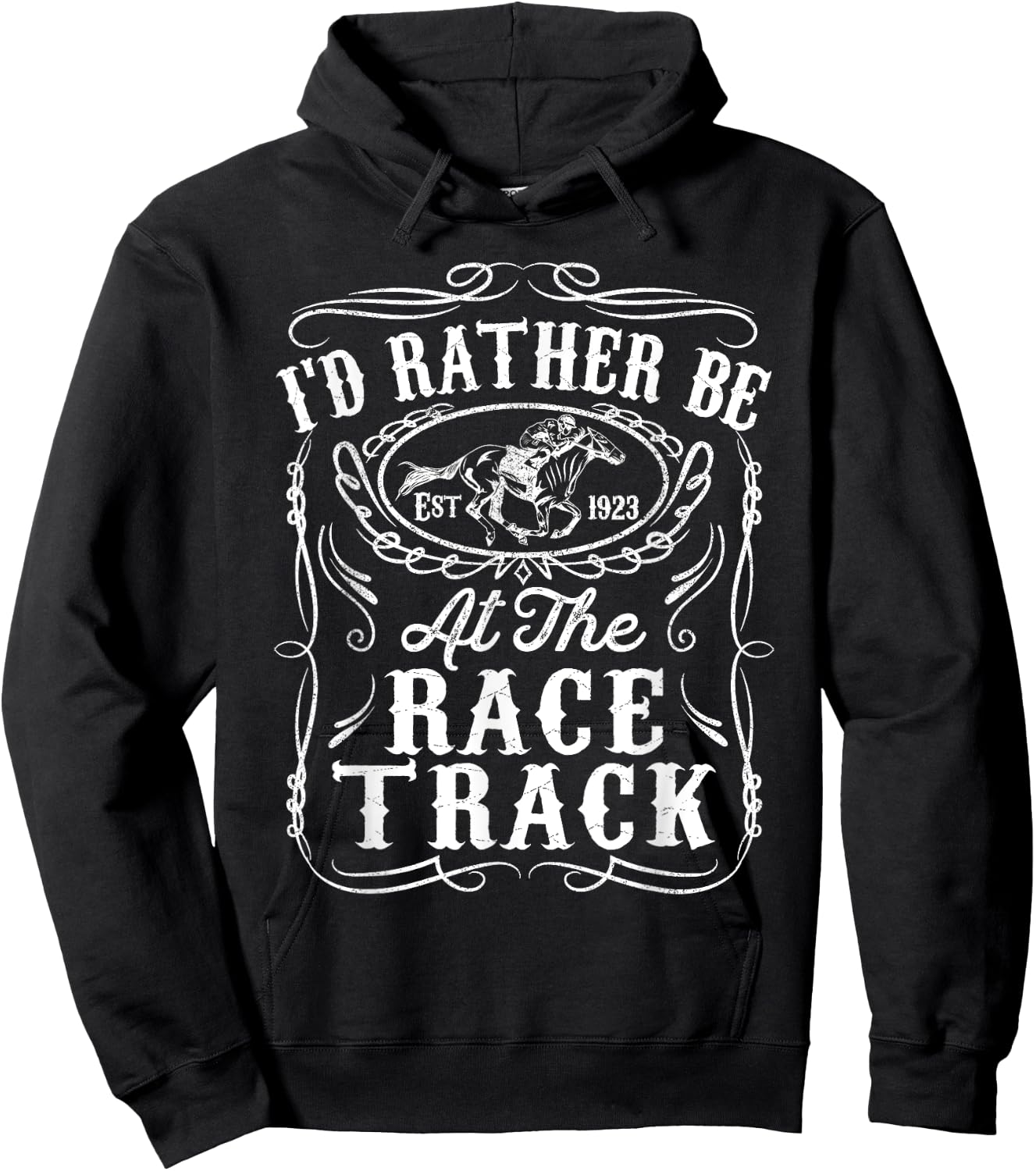 Id Rather Be At The Race Track Funny Horse Racing Derby Gift Hoodie - Hoodie | Black