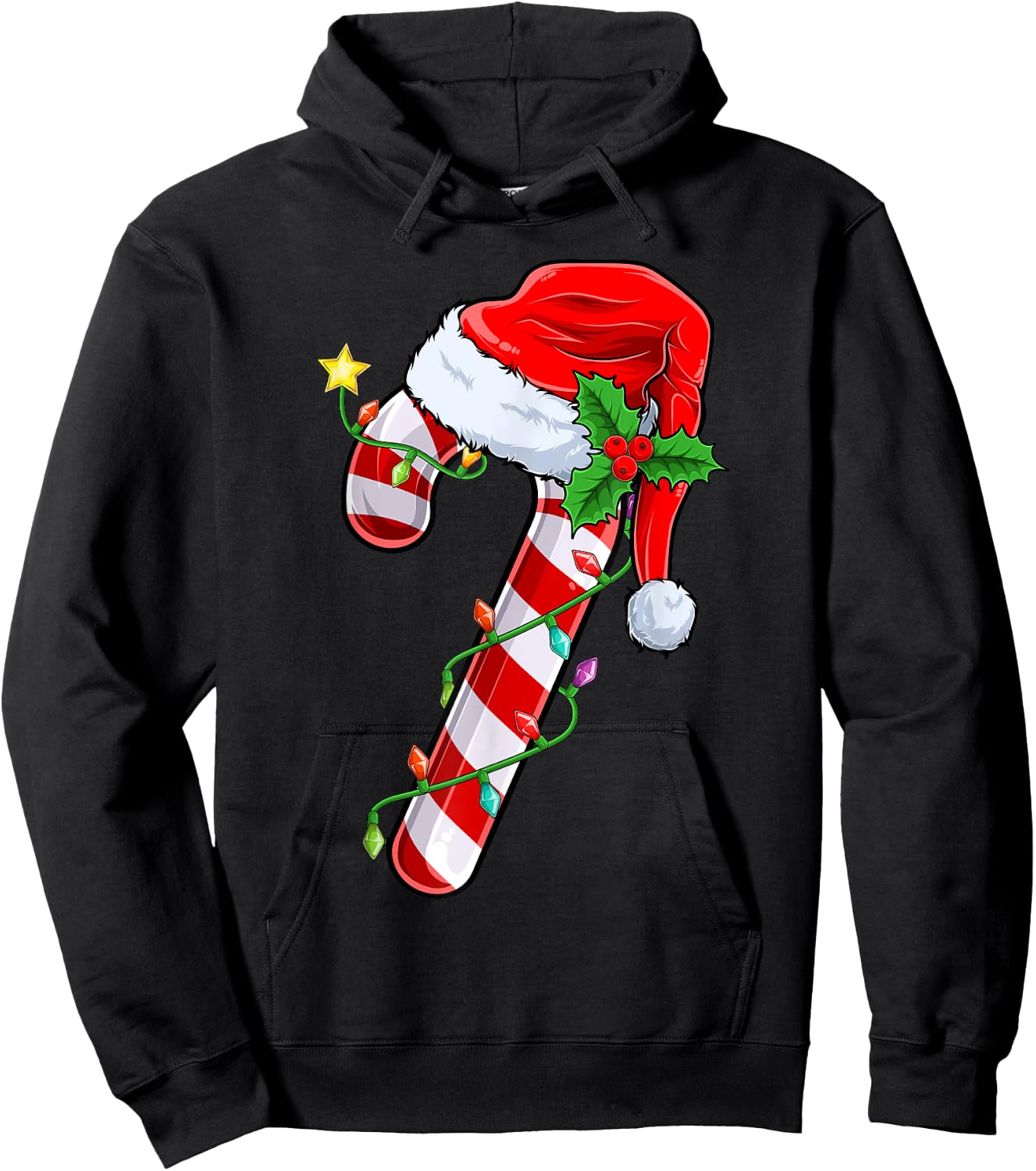 Candy Cane Crew Christmas Lights Family Matching Xmas Girls Hoodie - Hoodie | Black