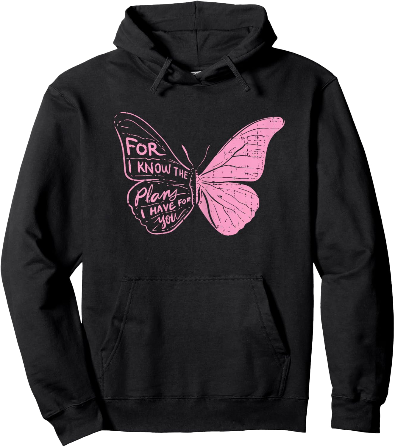 Butterfly I Know The Plans Verse Bible Jesus Christian Gift Hoodie - Hoodie | Black