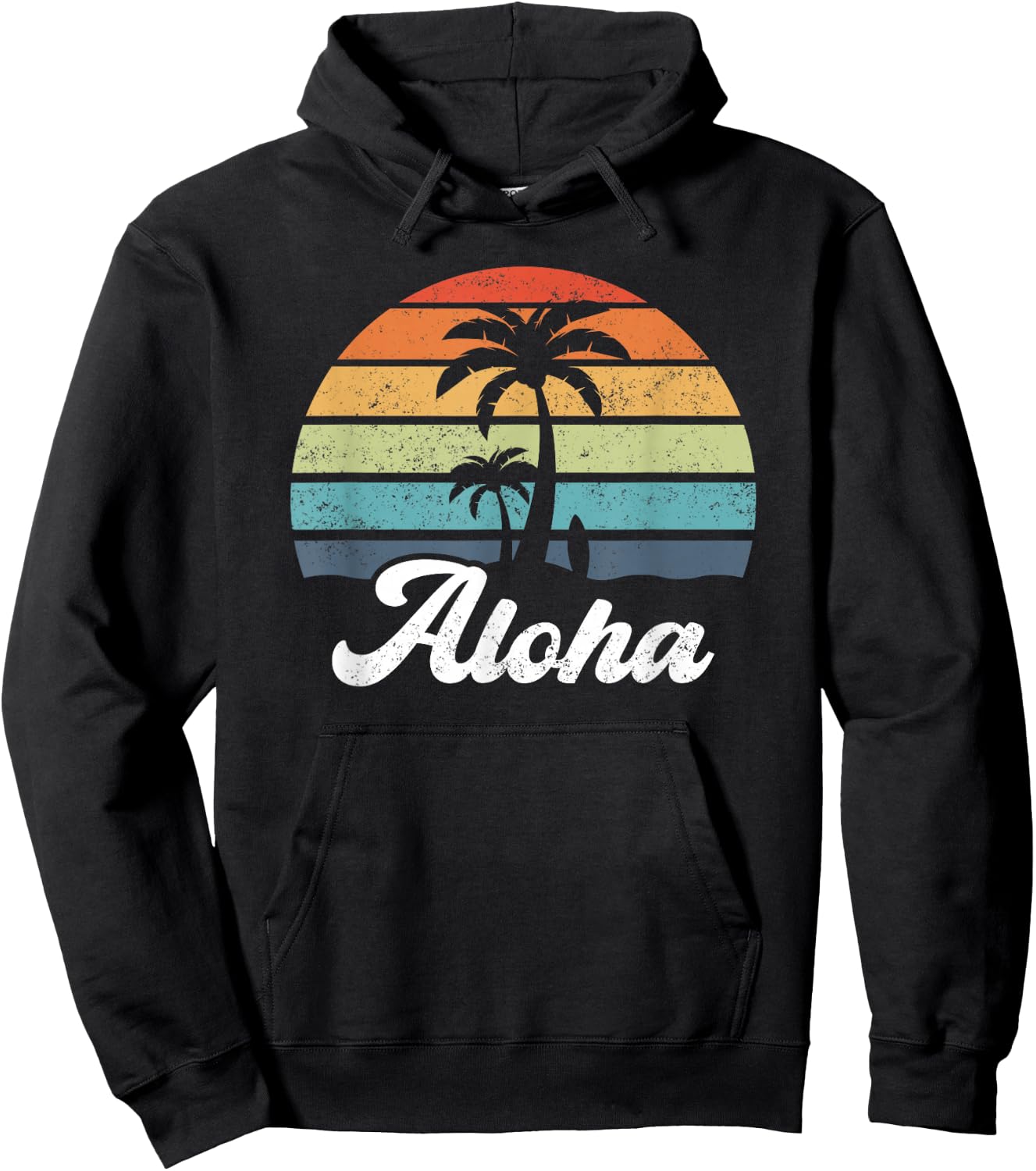 Aloha Hawaii Hawaiian Island Shirt Palm Beach Surfboard Surf Hoodie - Hoodie | Black