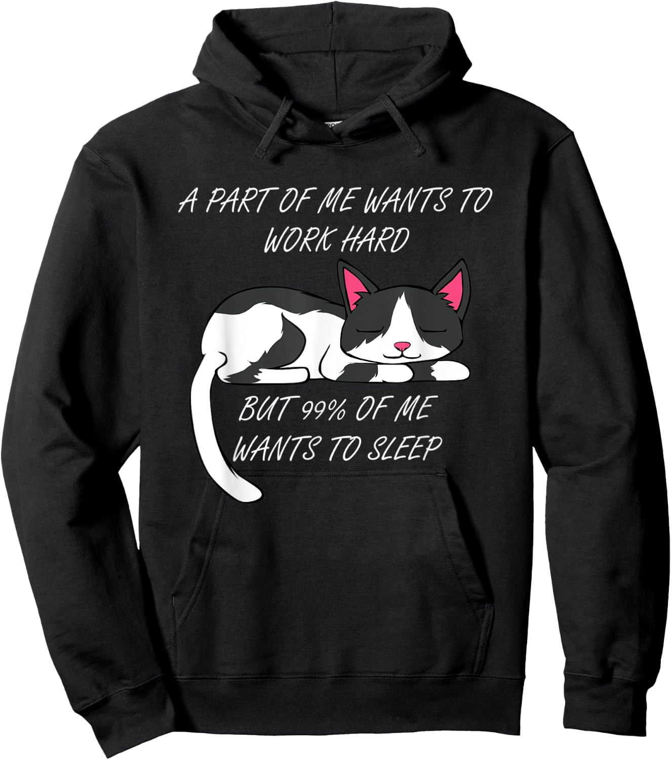 Lazy Cat Excuse Funny Saying Work Office Men Women Kids Hoodie - Hoodie | Black