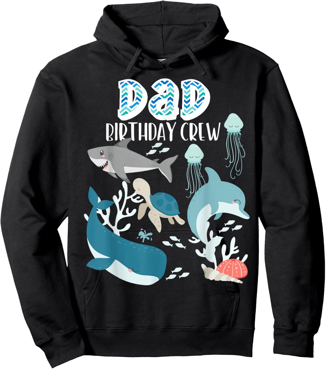 Dad of the Birthday Boy Ocean Sea Animals Birthday Party Hoodie - Hoodie | Black