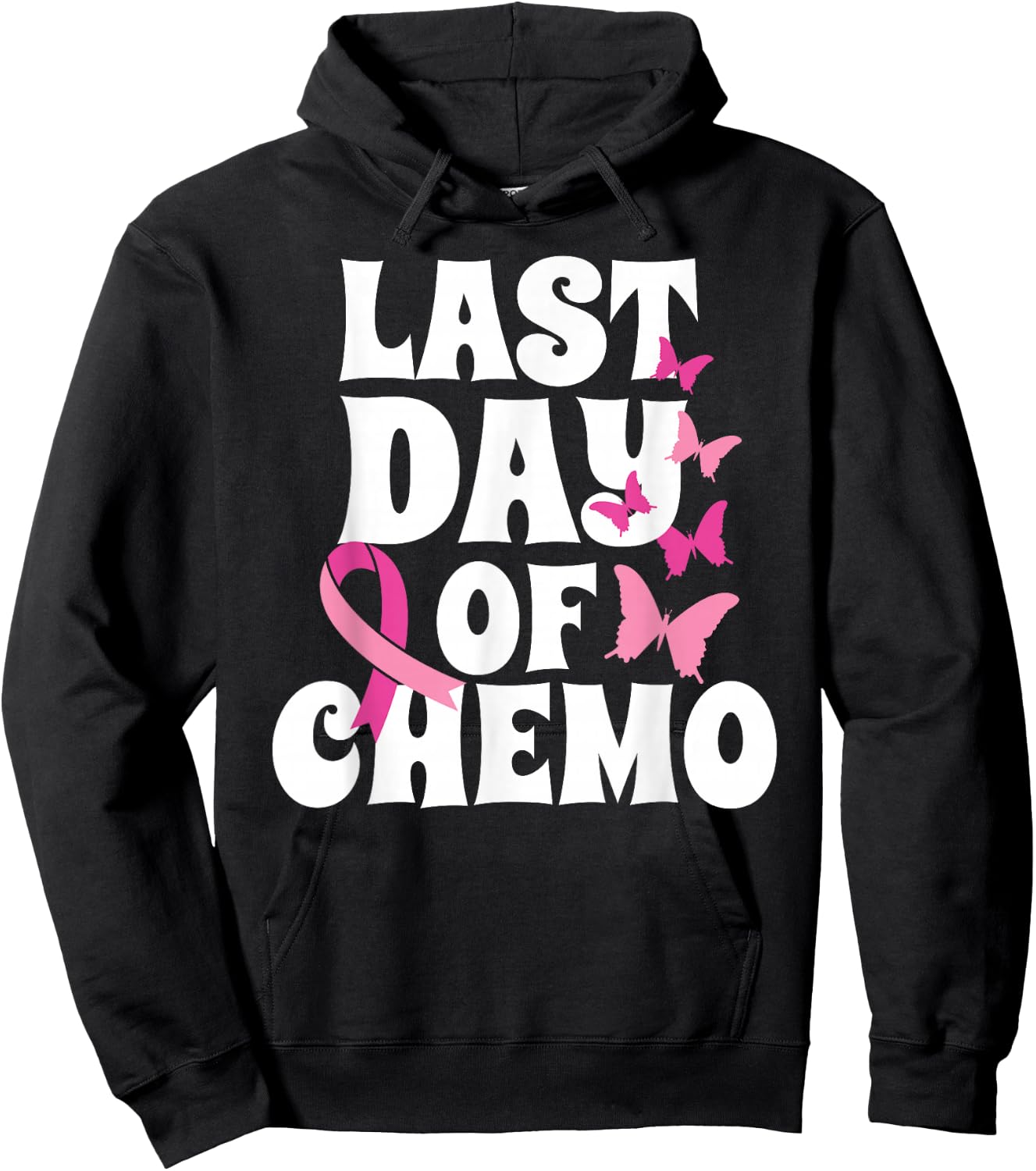 Breast Cancer Last Day of Chemo Butterfly Recovery Hoodie - Hoodie | Black