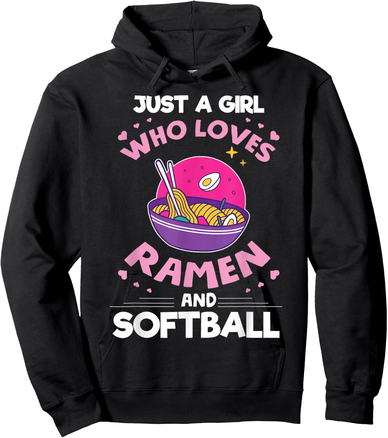 Girl who loves Ramen And Softball Anime gifts for teen girls Hoodie - Hoodie | Black