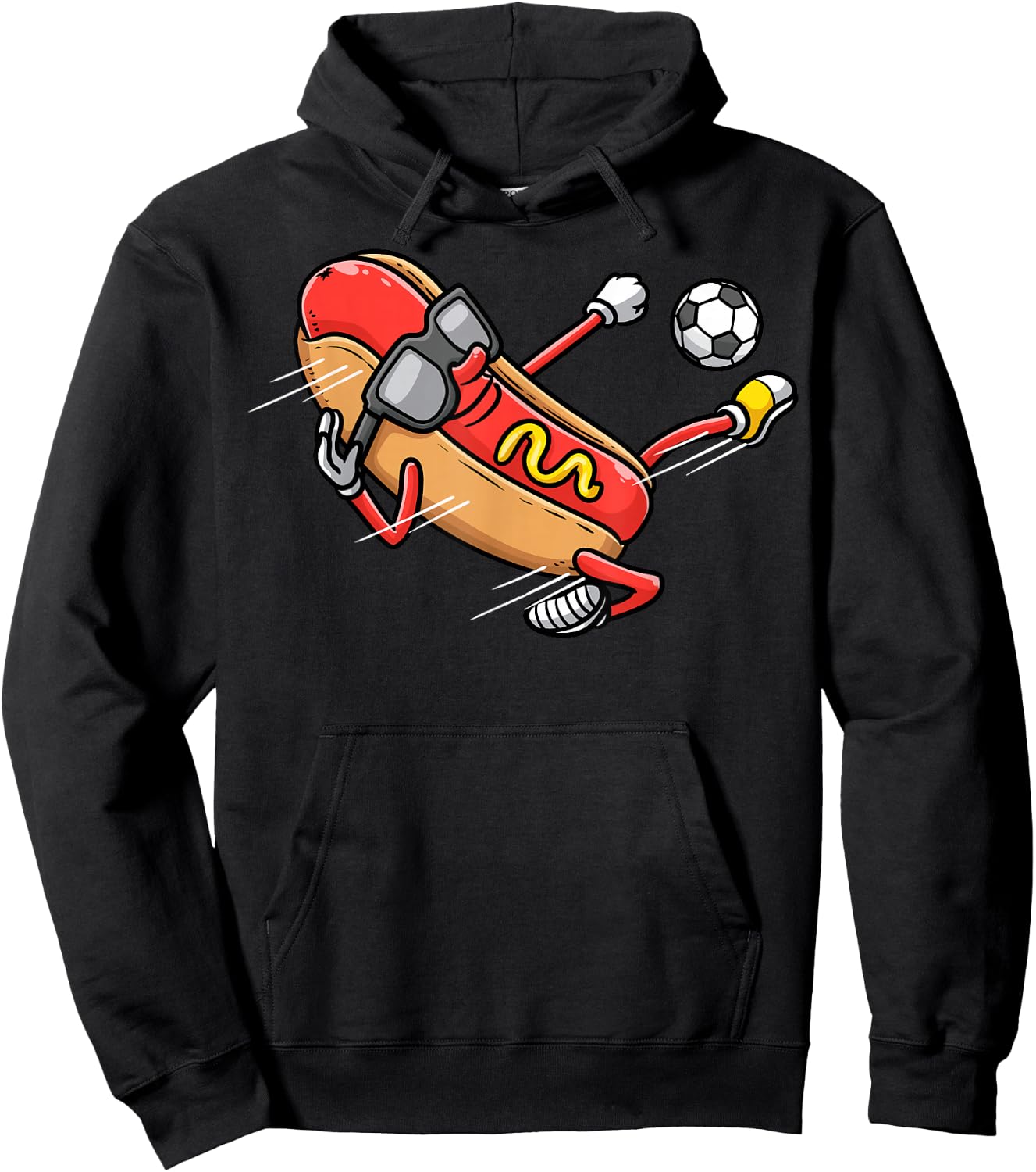 Soccer Player Hotdog Hot Dogs Playing Soccer Hoodie - Hoodie | Black