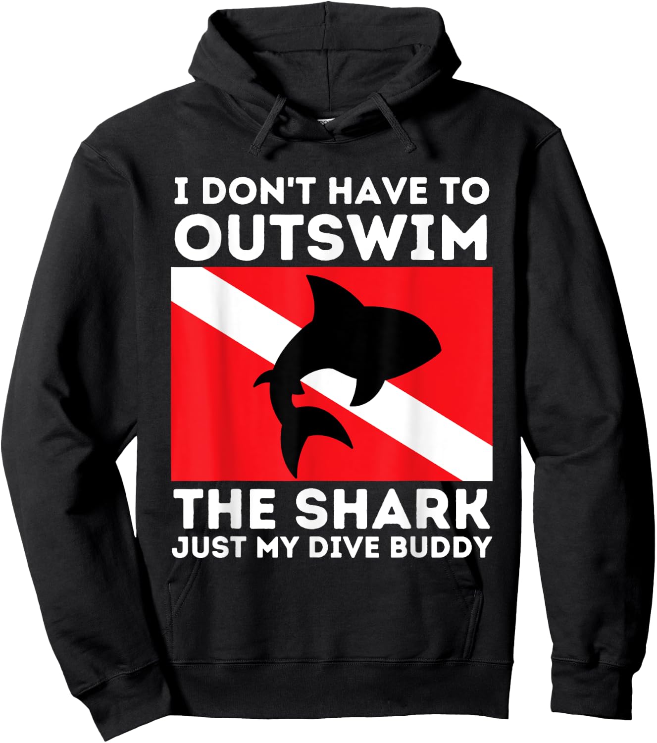 Outswim My Dive Buddy - Funny Shark & Scuba Diving Diver Hoodie - Hoodie | Black