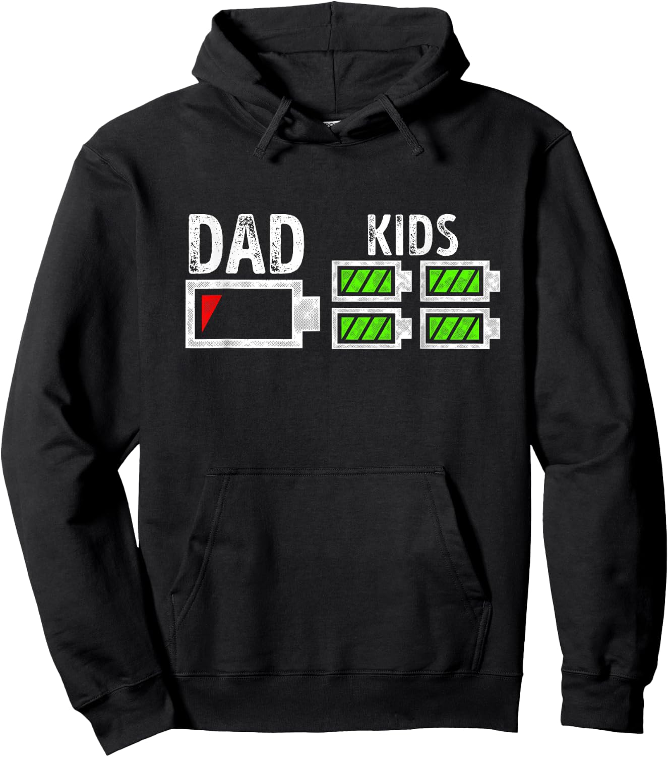 Dad of Four Low Battery Funny Father of 4 Kids Dad Hoodie - Hoodie | Black