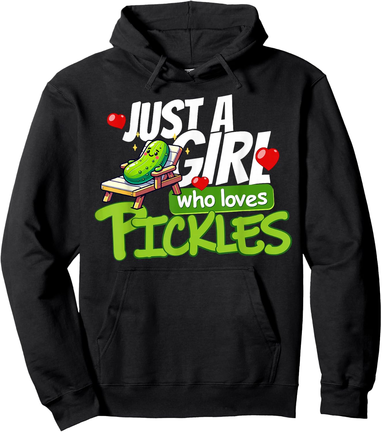 Just A Girl Who Loves Pickles Cute Vegetarian Cucumber Lover Hoodie - Hoodie | Black