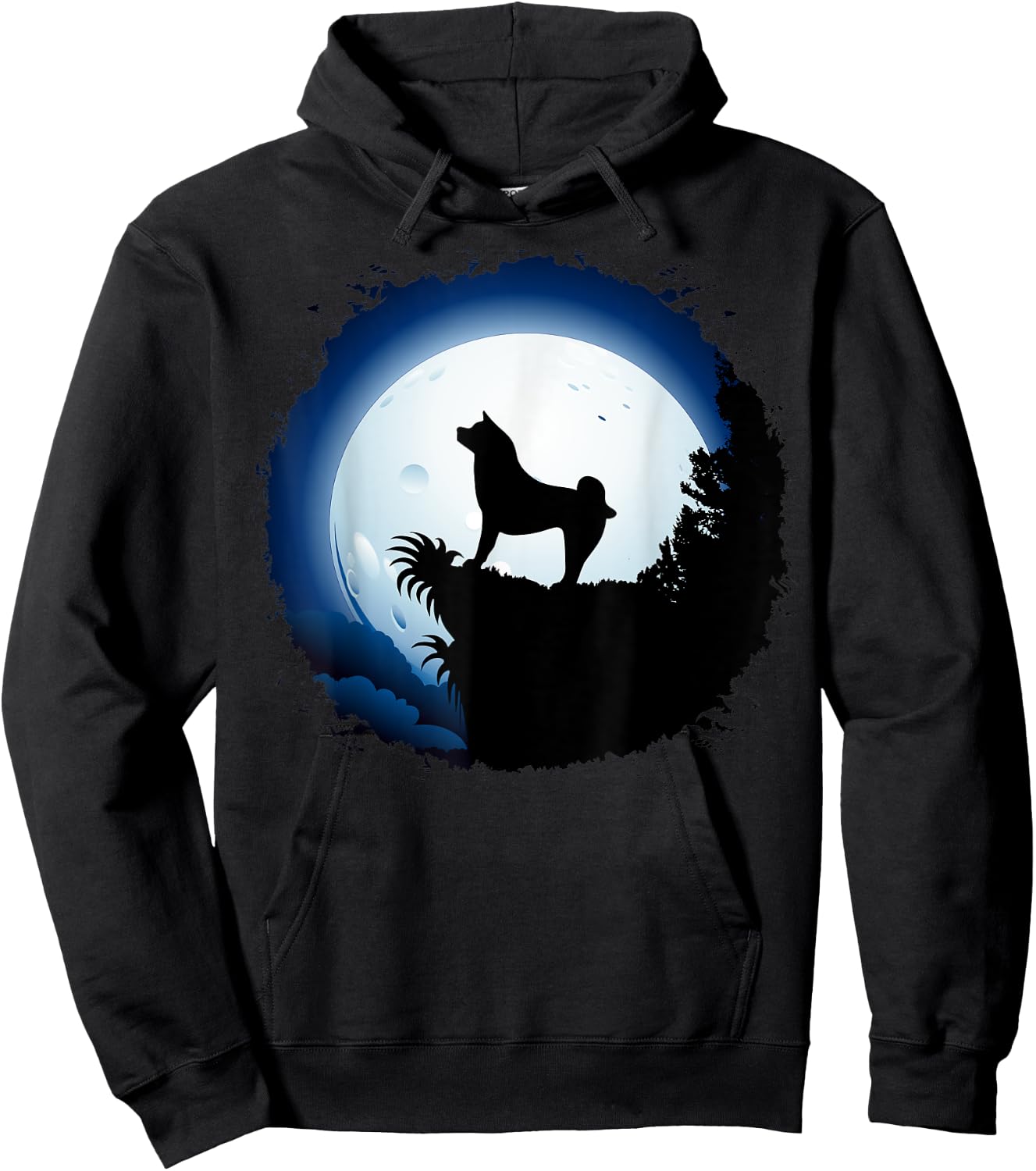 Akita dog Moon Howl In Forest Halloween Hoodie - Hoodie | Black