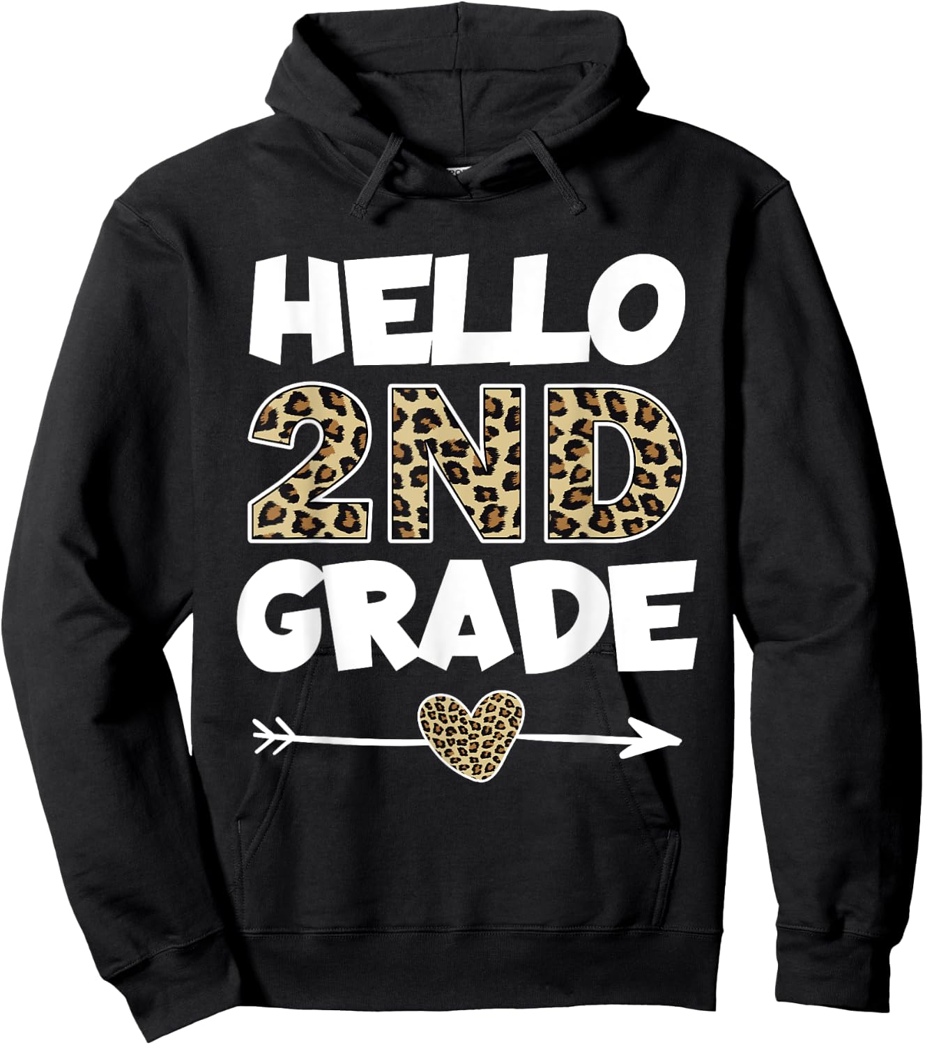 Hello 2nd Grade Leopard Print Second Grade Teacher Kids Gift Hoodie - Hoodie | Black
