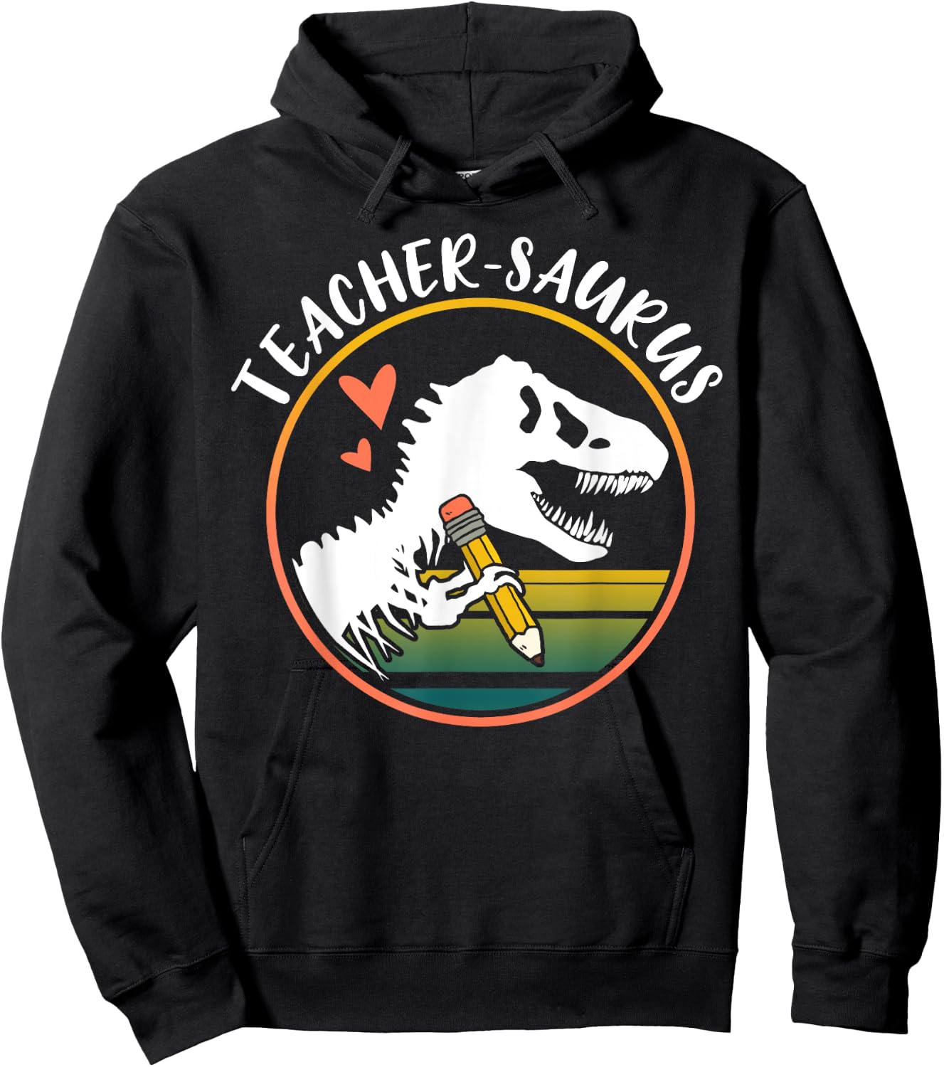 Teacher-saurus Funny Dinosaur Teacher design T-Rex design Men Women Hoodie - Hoodie | Black