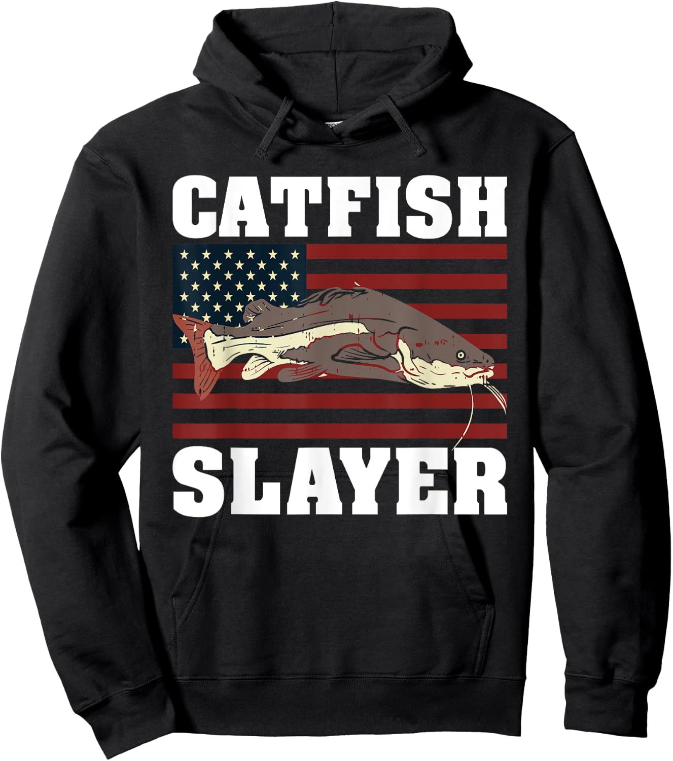 Catfish Fishing Catfishing American Flag Catfish Slayer Hoodie - Hoodie | Black
